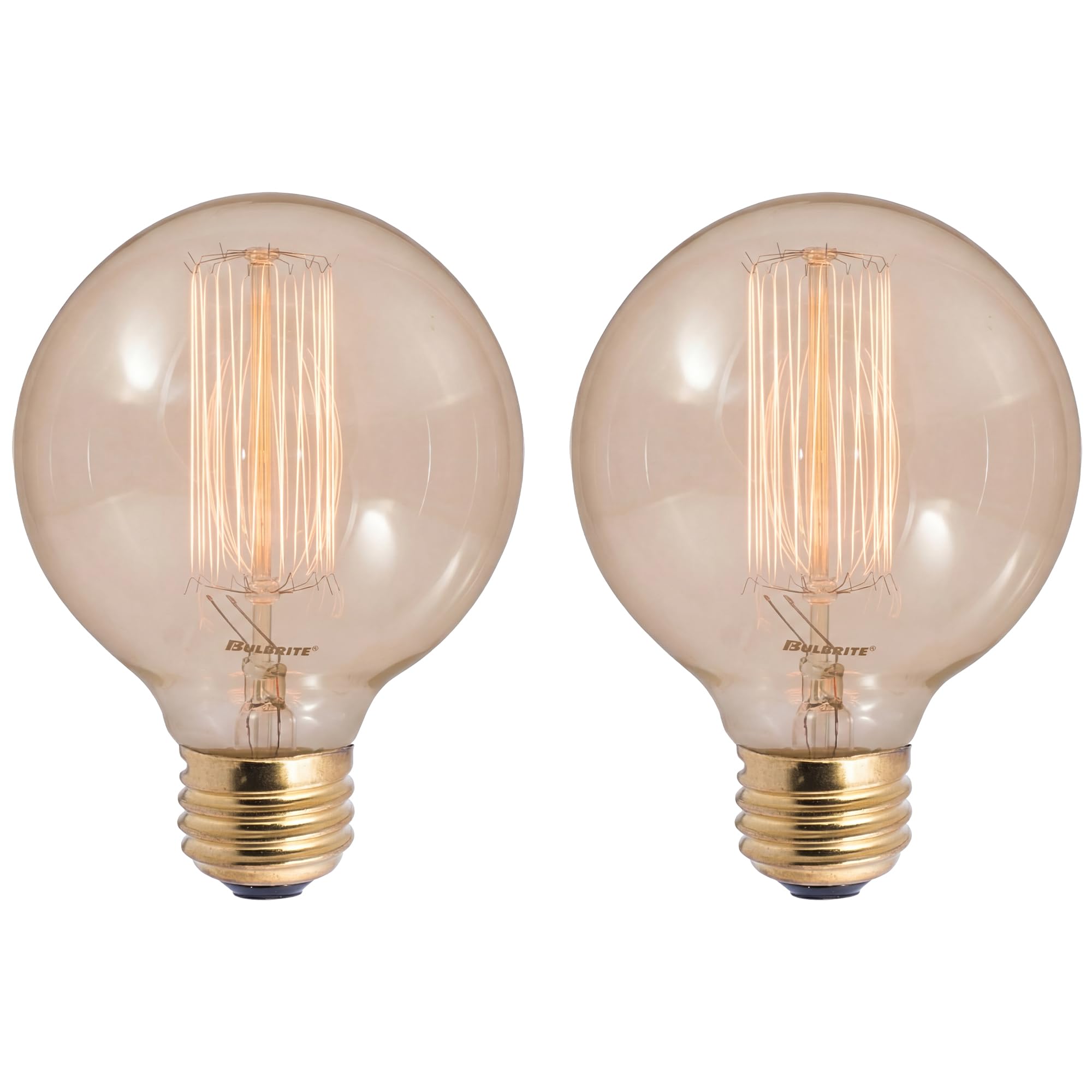 Bulbrite Incandescent 40 Watt G30 Medium Screw Base (E26) Light Bulb, Antique Finish (2 Pack)