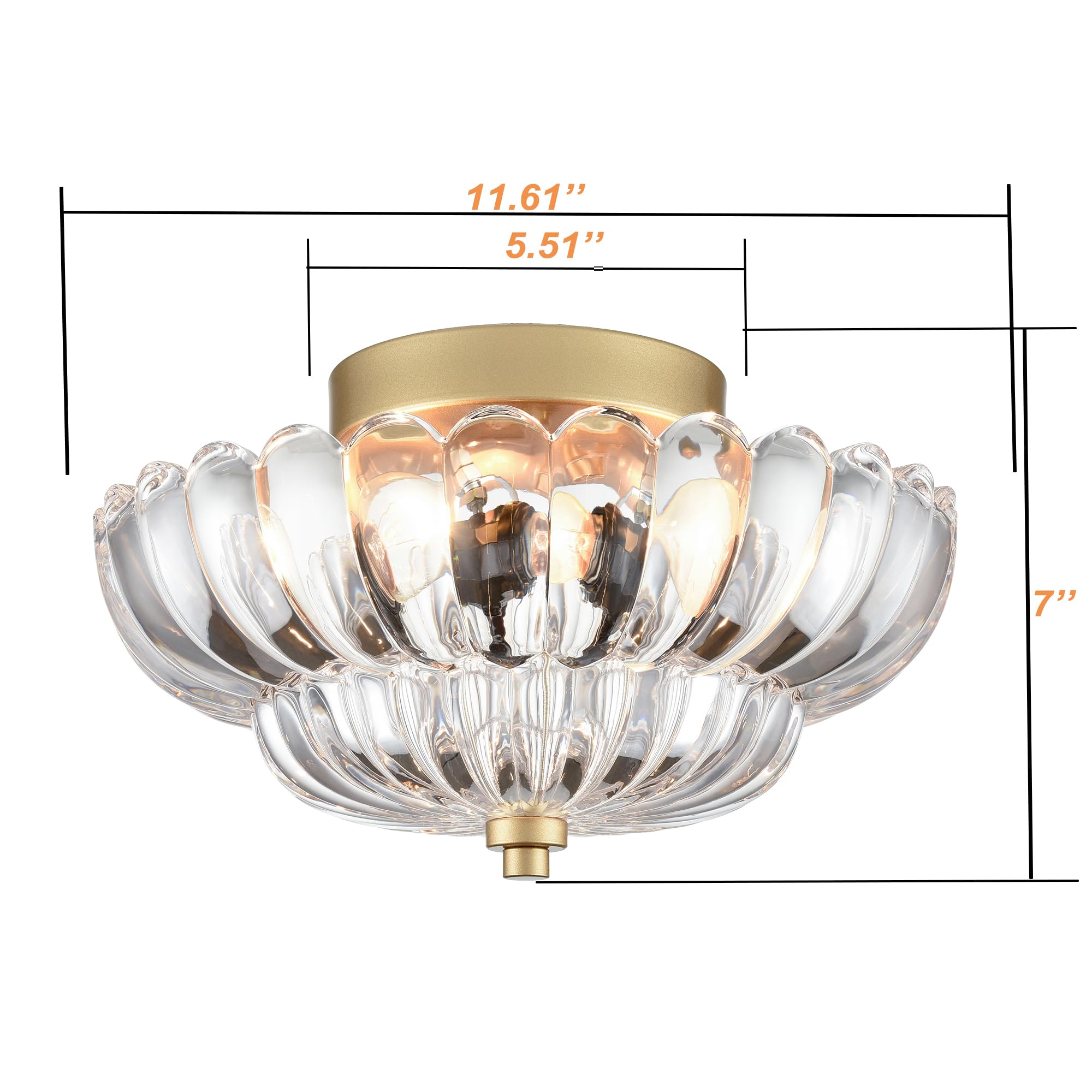 Hydelite Gold Ceiling Light Fixture Bedroom Semi Flush Mount Ceiling Light Fixtures For Entryway Bathroom Living Room Proch With
