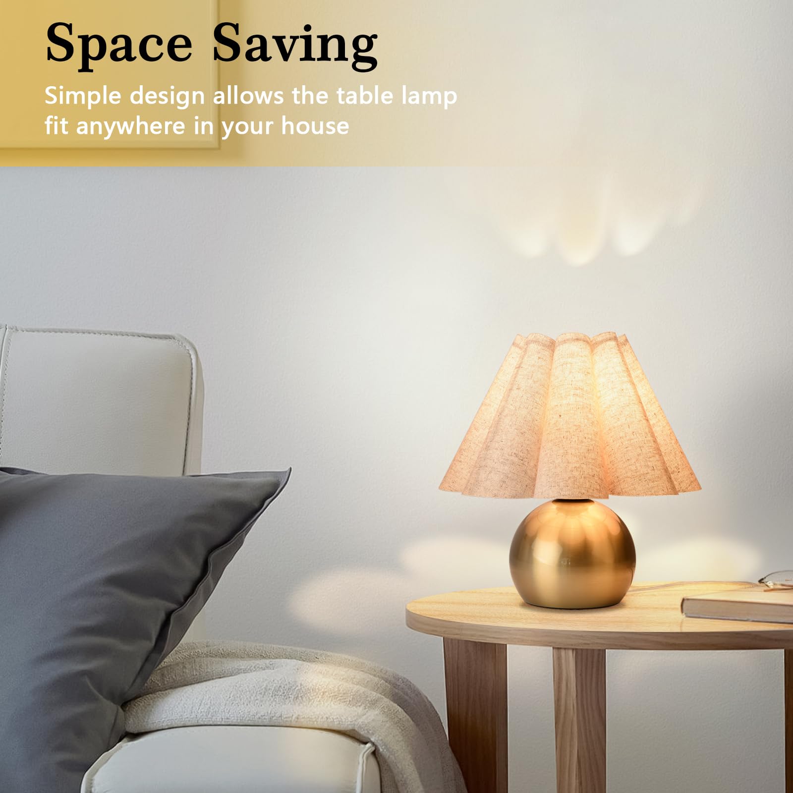 Ziqqeelam Gold Small Bedside Table Lamp For Bedroom, Brass Gold Bedroom Lamps For Nightstand, Cute Mini Table Lamps For Small Sp