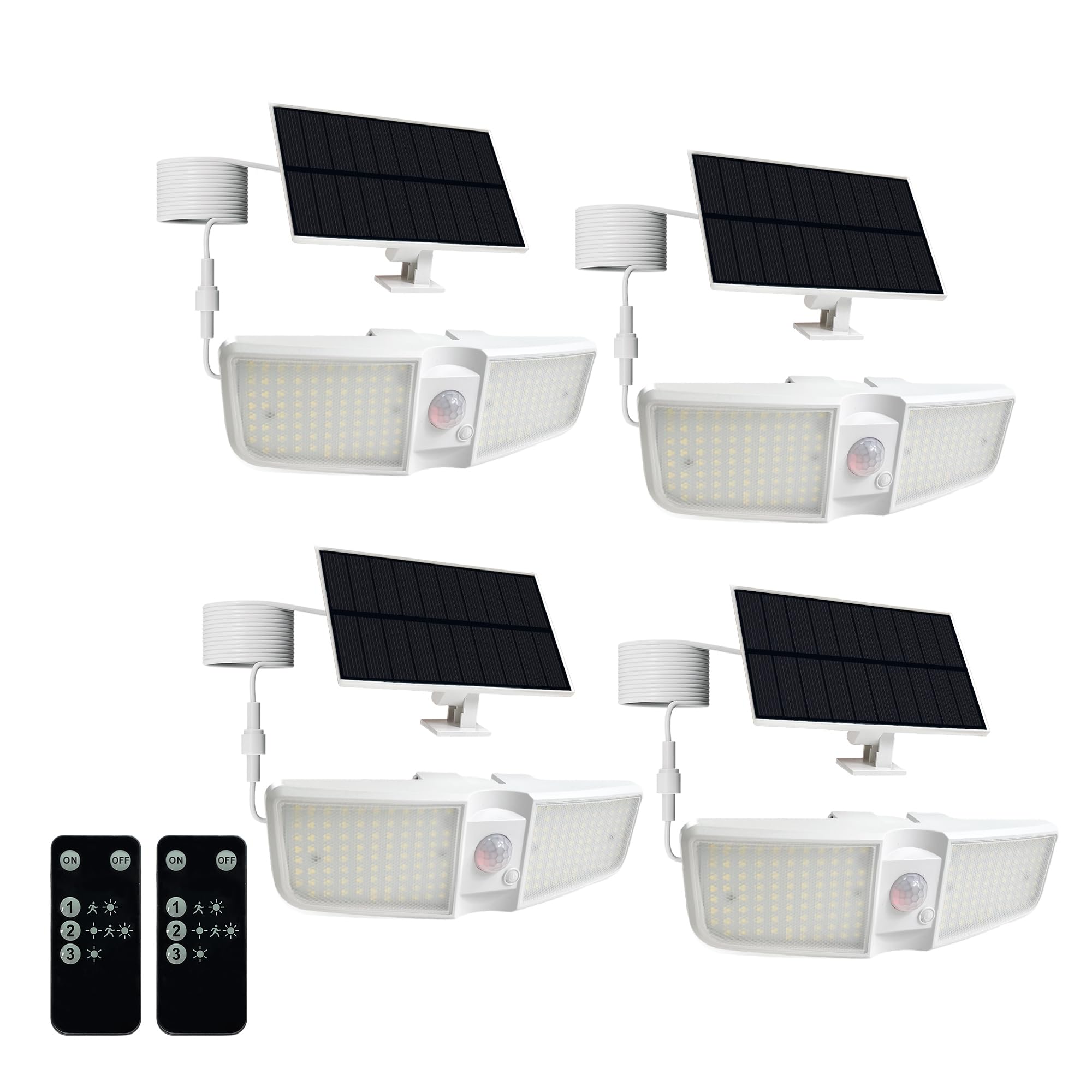Cozeet Solar Motion Sensor Floodlights 6500K, 180 LED, Waterproof, 4-PCS, White, Model COZEET-LB-WHITE-4PCS