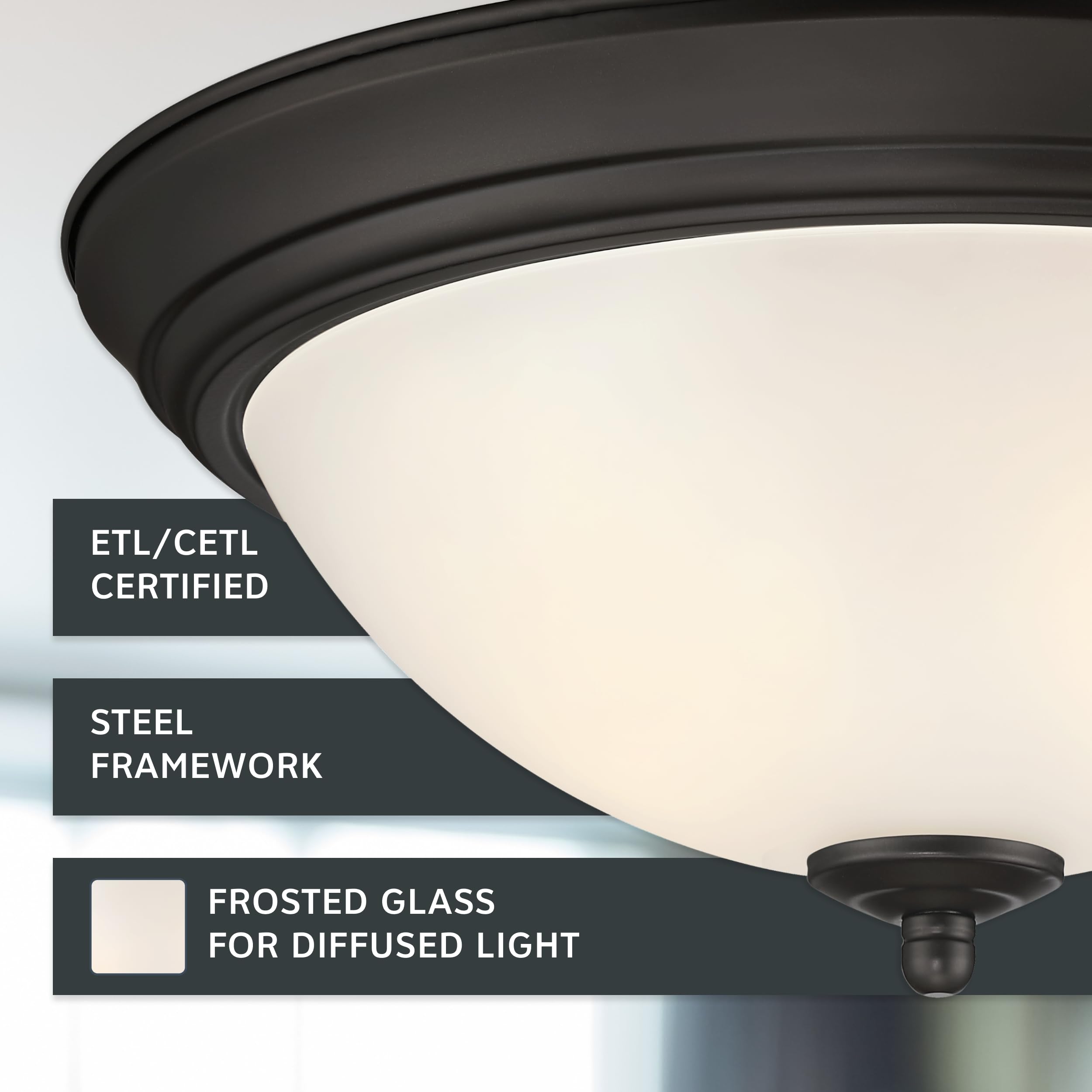 Designers Fountain Flush Mount Ceiling Light, 2-Pack, 13 Inch Led Frosted Glass Lighting Fixture For Kitchen, Bedroom, Bathroom, And Hallway, Oil Rubbed Bronze, D333M-13Fm-Orb2