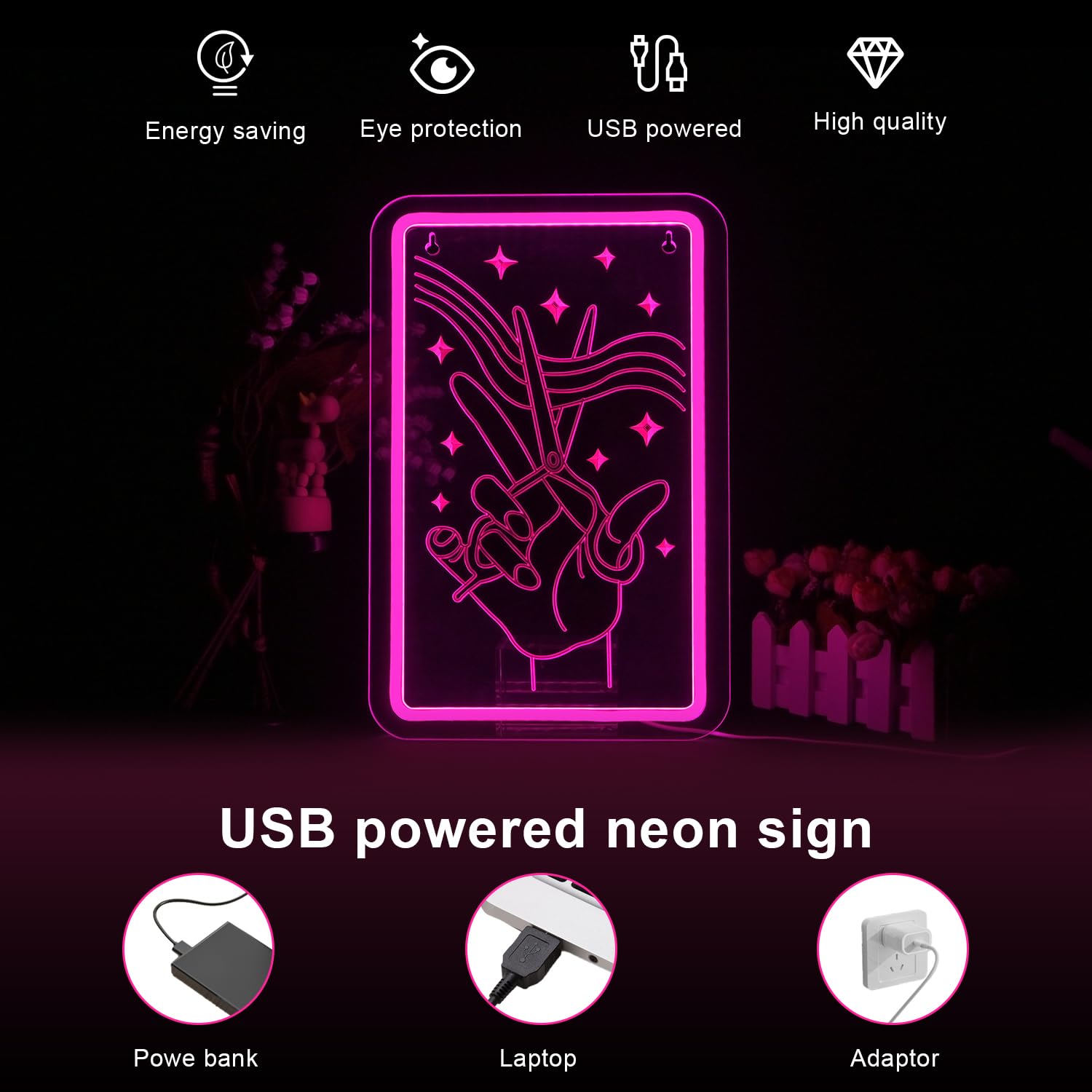 LUCUNSTAR Neon Scissors Sign LED Light for Beauty Salon Decor, 14.69in x 9.4in, Pink
