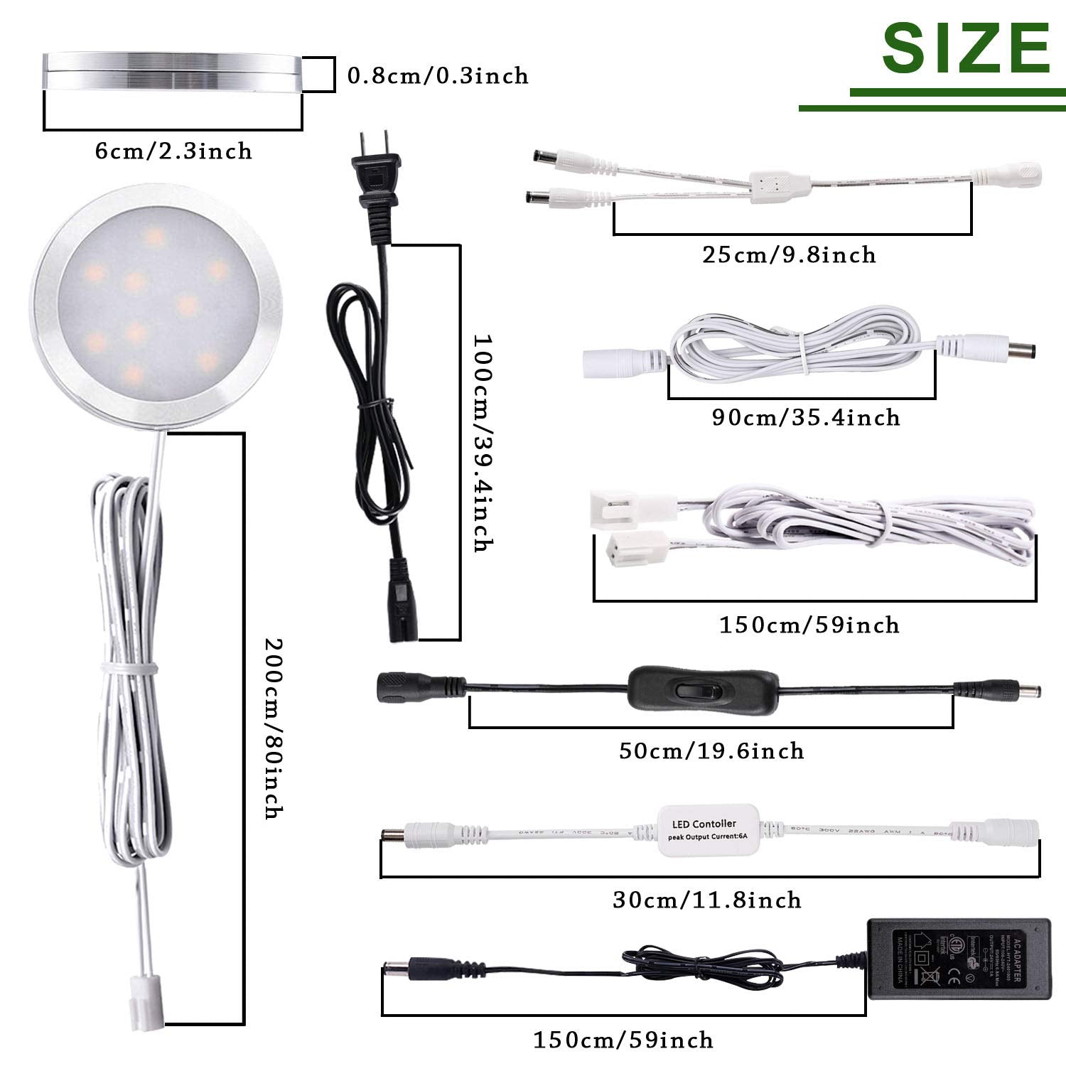 AIBOO LED Puck Lights Kit with Wireless Remote, 12v Warm White, Model YK-300000197, Ideal for Kitchen Counter, Closet, and Shelves