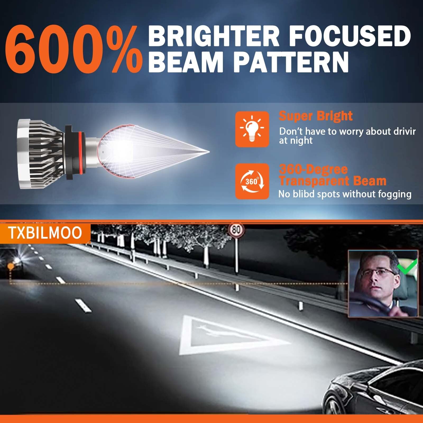 TXBILMOO Headlight Bulb Combo, 9005 High Beam + H11 Low Beam + 5202 Fog Light, 600% Brightness, Fit For Chevy Silverado 2007
