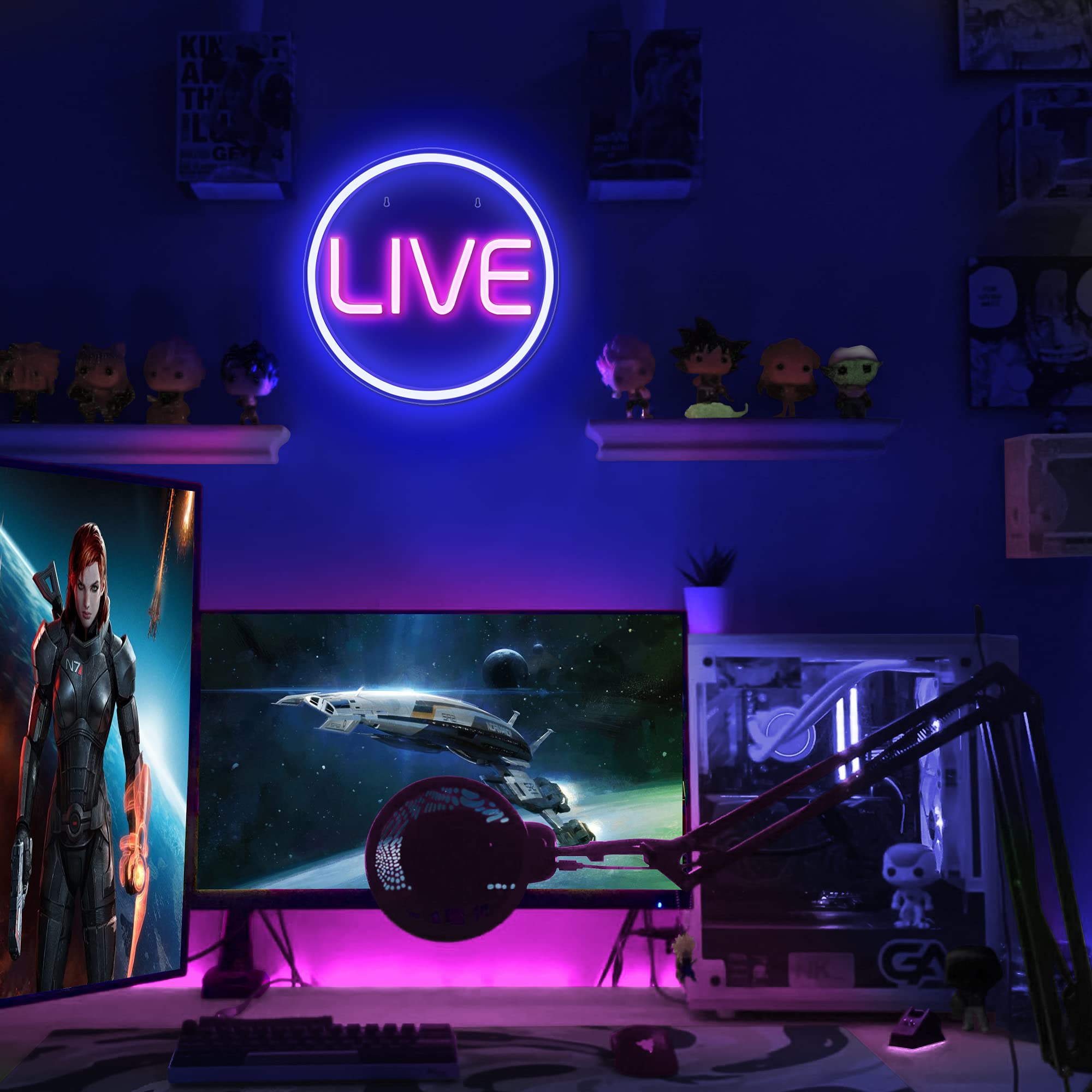 Lumoonosity Live Neon Sign - Blue & Pink LED Light for Streamers - 12.6 inches - Model NS-LIVE