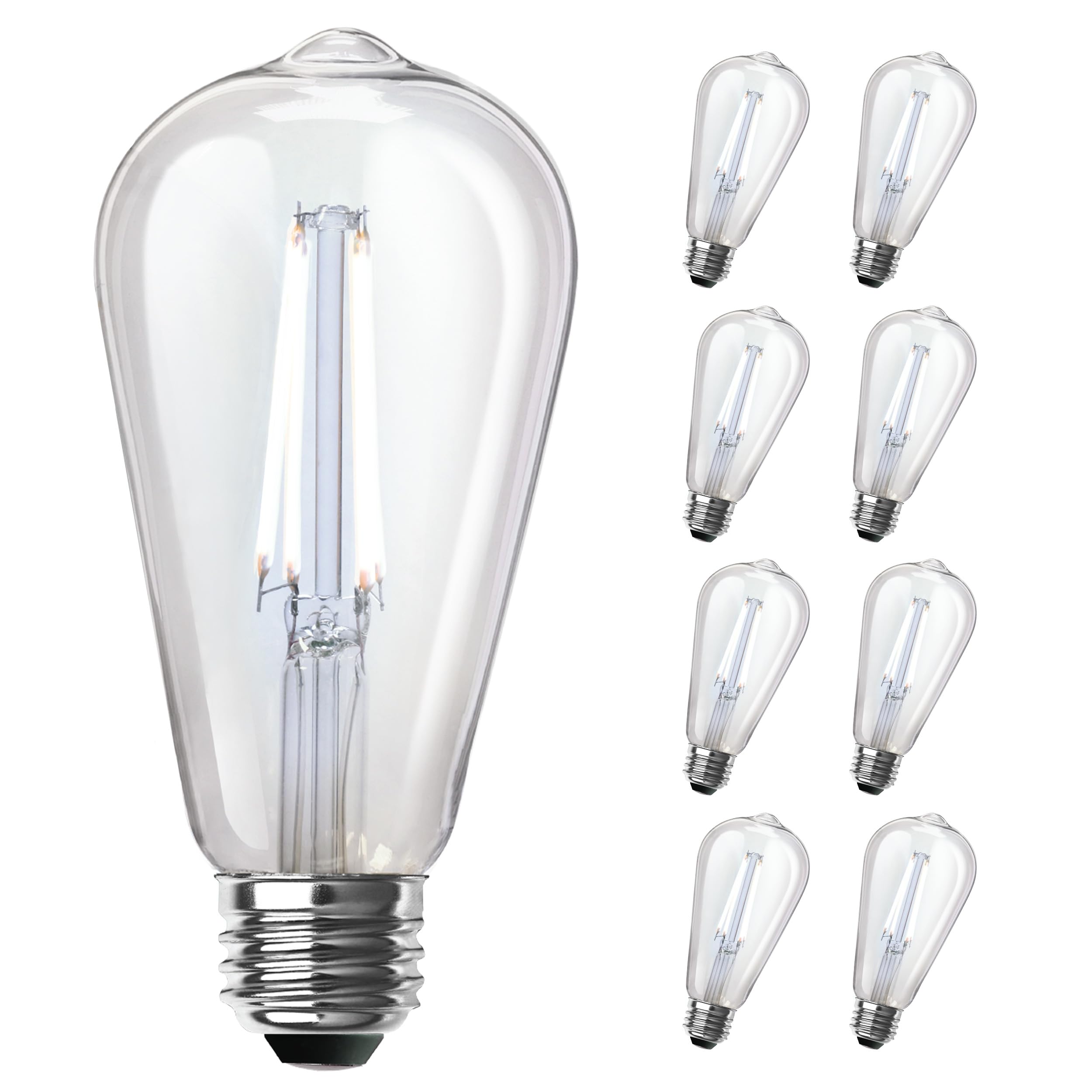 Feit Electric ST19 Vintage Edison LED Light Bulb, 60W Equivalent, Dimmable, 5000K Daylight, 800 Lumens, E26 Base, Retro Filament Light Bulbs, 15,000-Hour Lifetime, ST1960/CL/950CA/2/4, 8 Pack