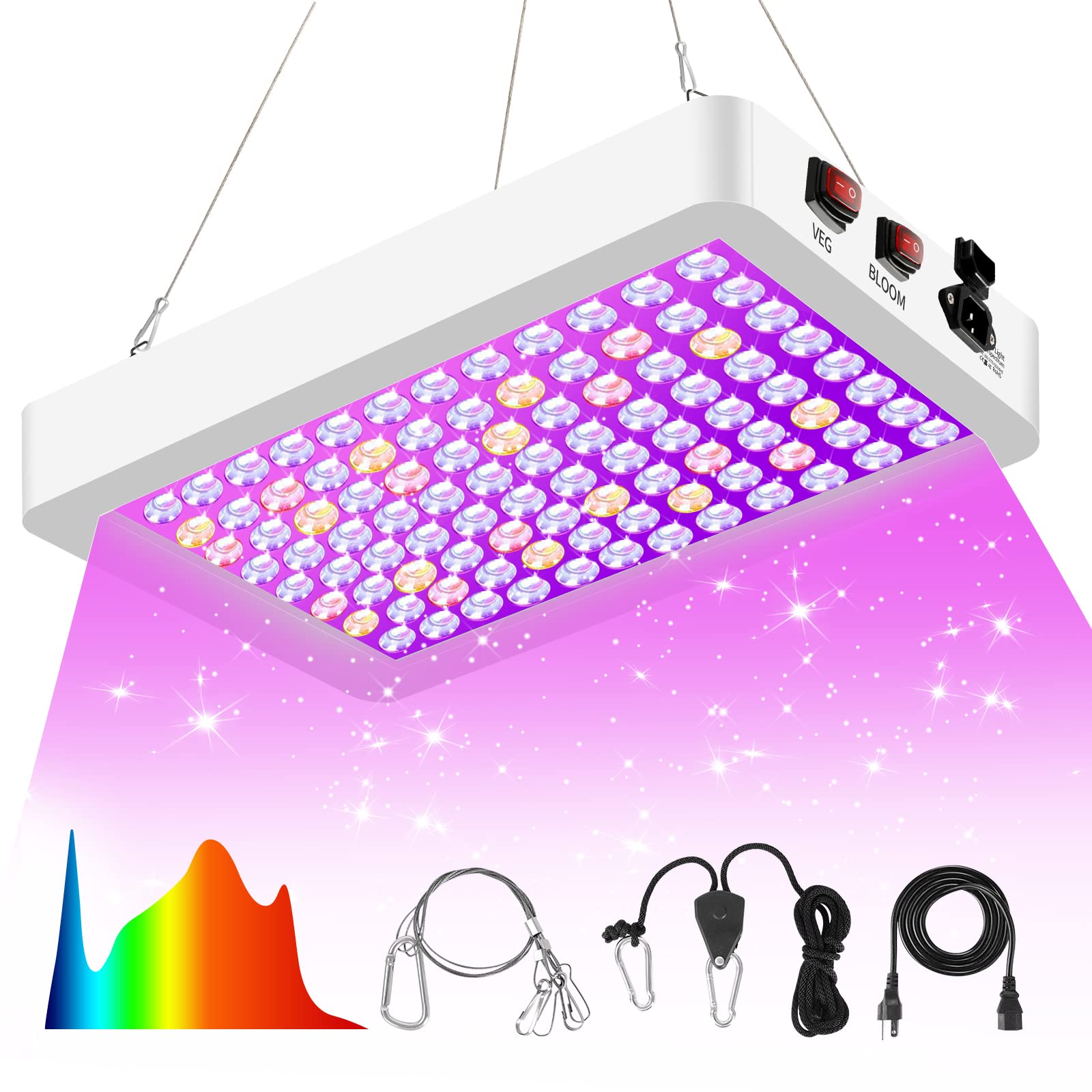 Luyimin Upgraded 1000W Led Grow Lights With Dual Switch, Double Chips Full Spectrum Plant Light, Grow Lights For Indoor Hydropon
