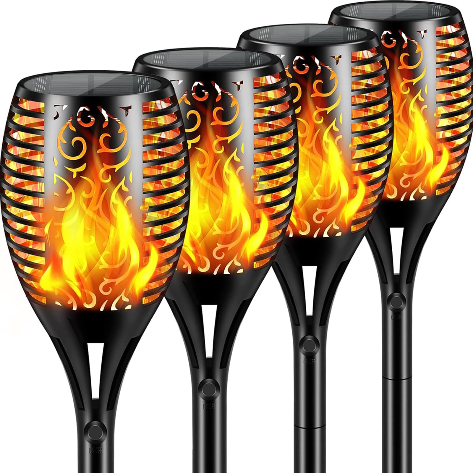 Aigleya Solar Lights Outdoor 99 LED Higher & Larger Flickering Flame Solar Torch Lights 43  Waterproof Outdoor Lighting Solar Po