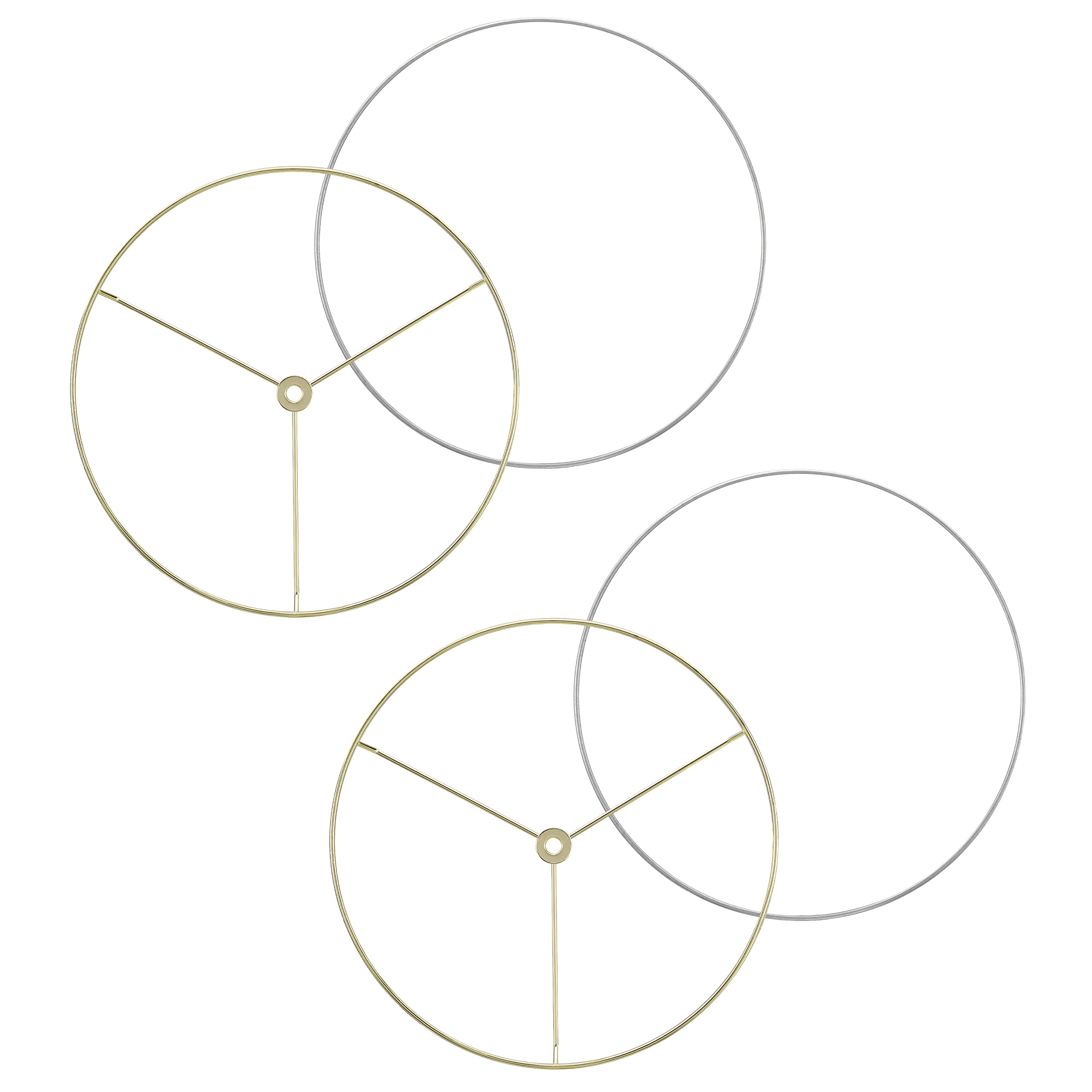 Aspen Creative 20105-12, Metal DIY Drum Lamp Shade Strong Ring, US Style Spider that Connects to Lamp Harp, Top Ring-Brass Plated/Bottom Ring-Galvanized, 2 Set / 15&quot; Diameter Ring