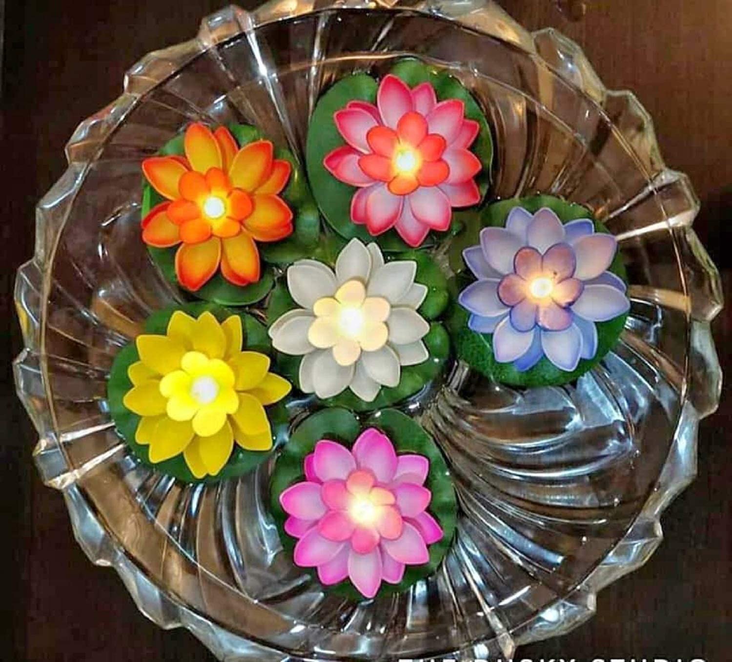 One94Store Sensor Floating Diyas, Pack of 4 - Flameless LED Lotus Tea Lights for Pool, Pond, Diwali, Ganpati, Home Decor