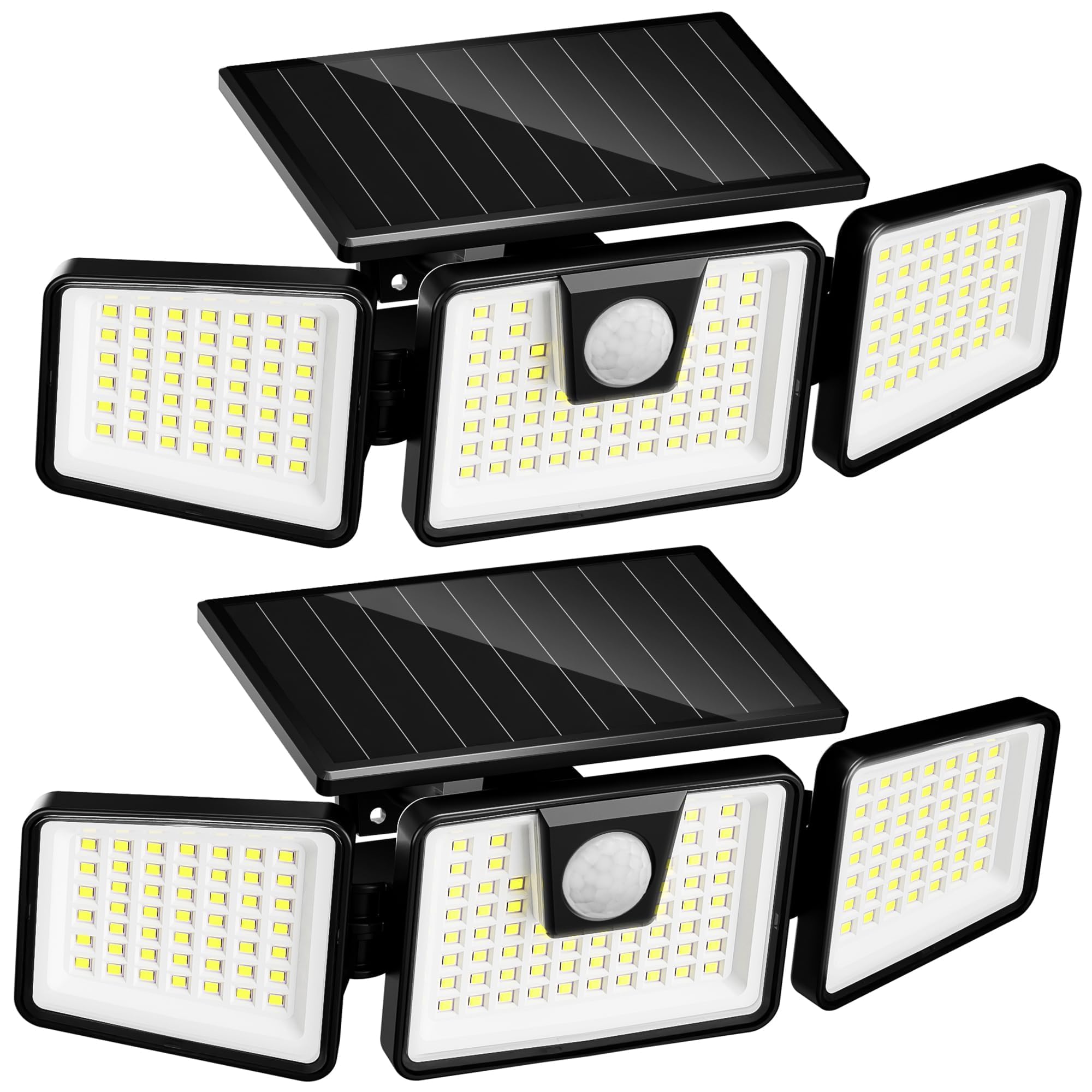 INCX Solar Lights Outdoor with Motion Sensor,Solar Lights for Outside 3 Heads Security Lights,156 LED Flood Light Spotlight, IP65 Waterproof 2 Pack