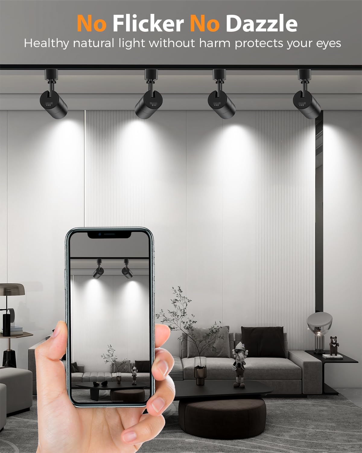 Vanoopee 10W Dimmable Led Track Lighting Heads, 3000K-5000K, Black, 6