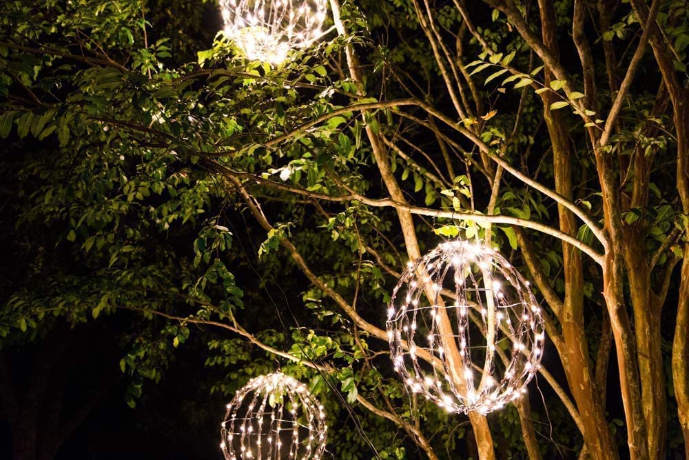 Elf Logic LED Christmas Light Balls - 16” Waterproof, Durable, Warm Lights - 3 Pack