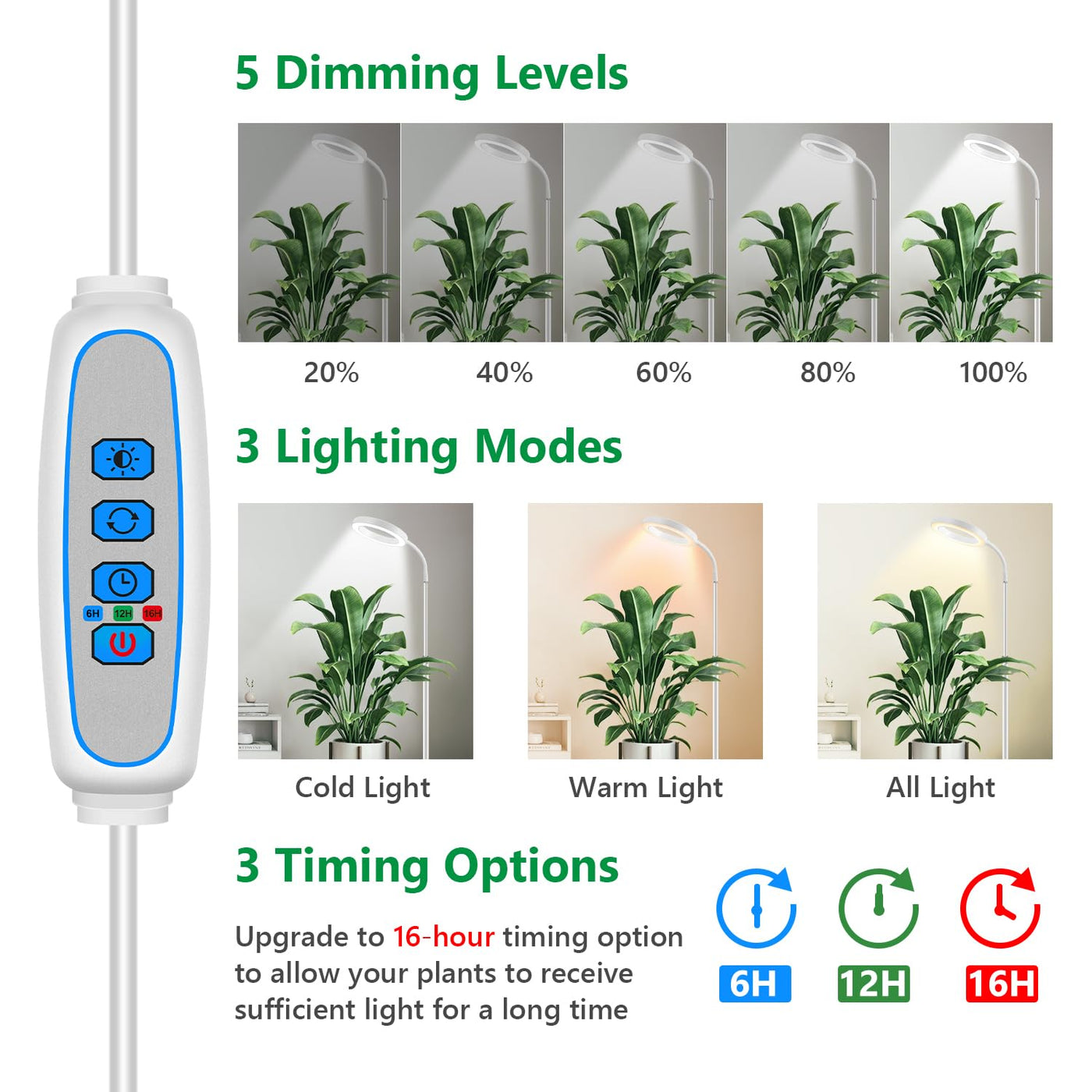 grow light wattage for indoor plants Aumtrly Full Spectrum Floor Grow Light for Indoor Plants, 68" White Al – Lightsdaddy