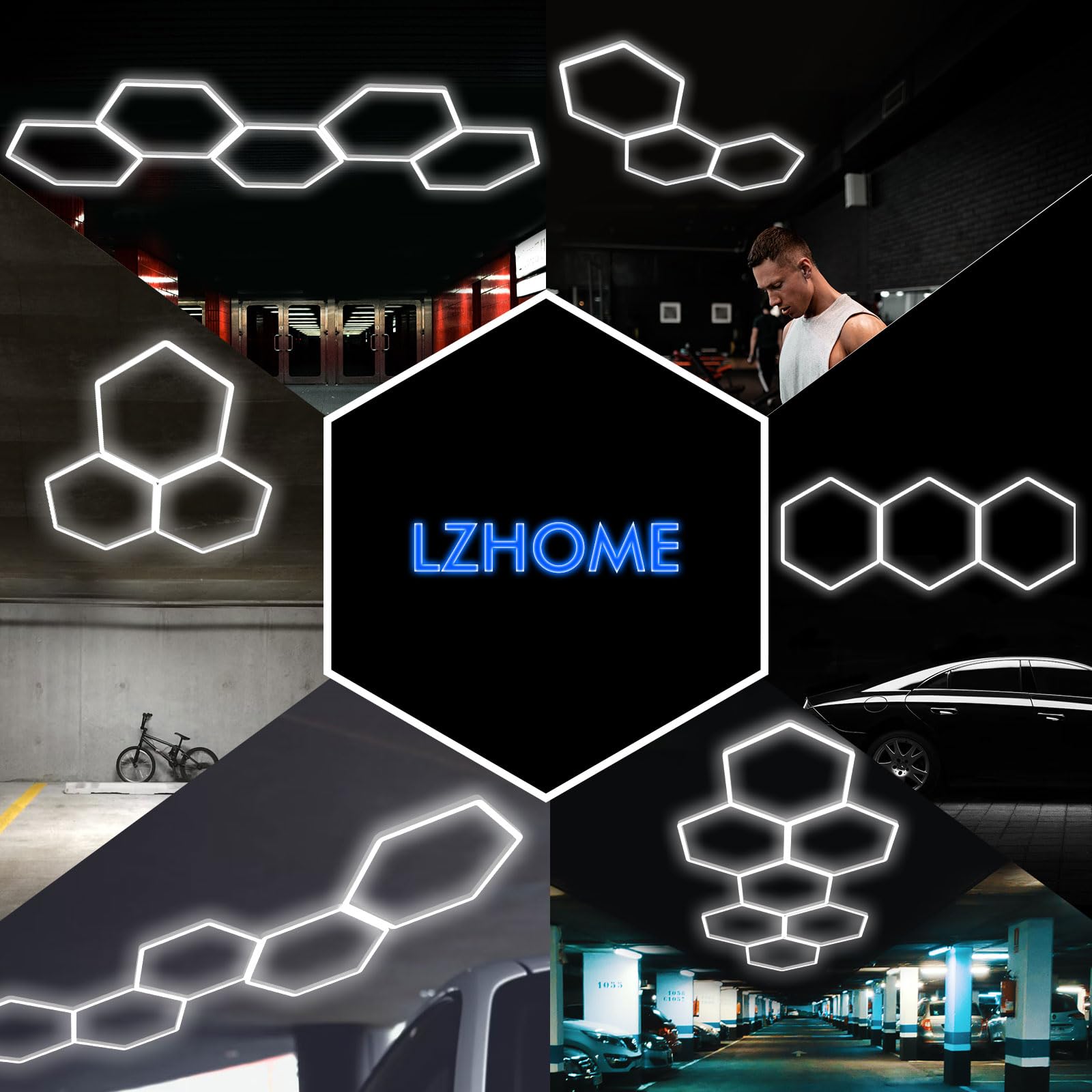 Lzhome Led Hexagon Garage Lights: 15900Lm Super Bright 3 Hexagon Led Lights Car Detailing Hexagon Light For Garage Workshop Ware