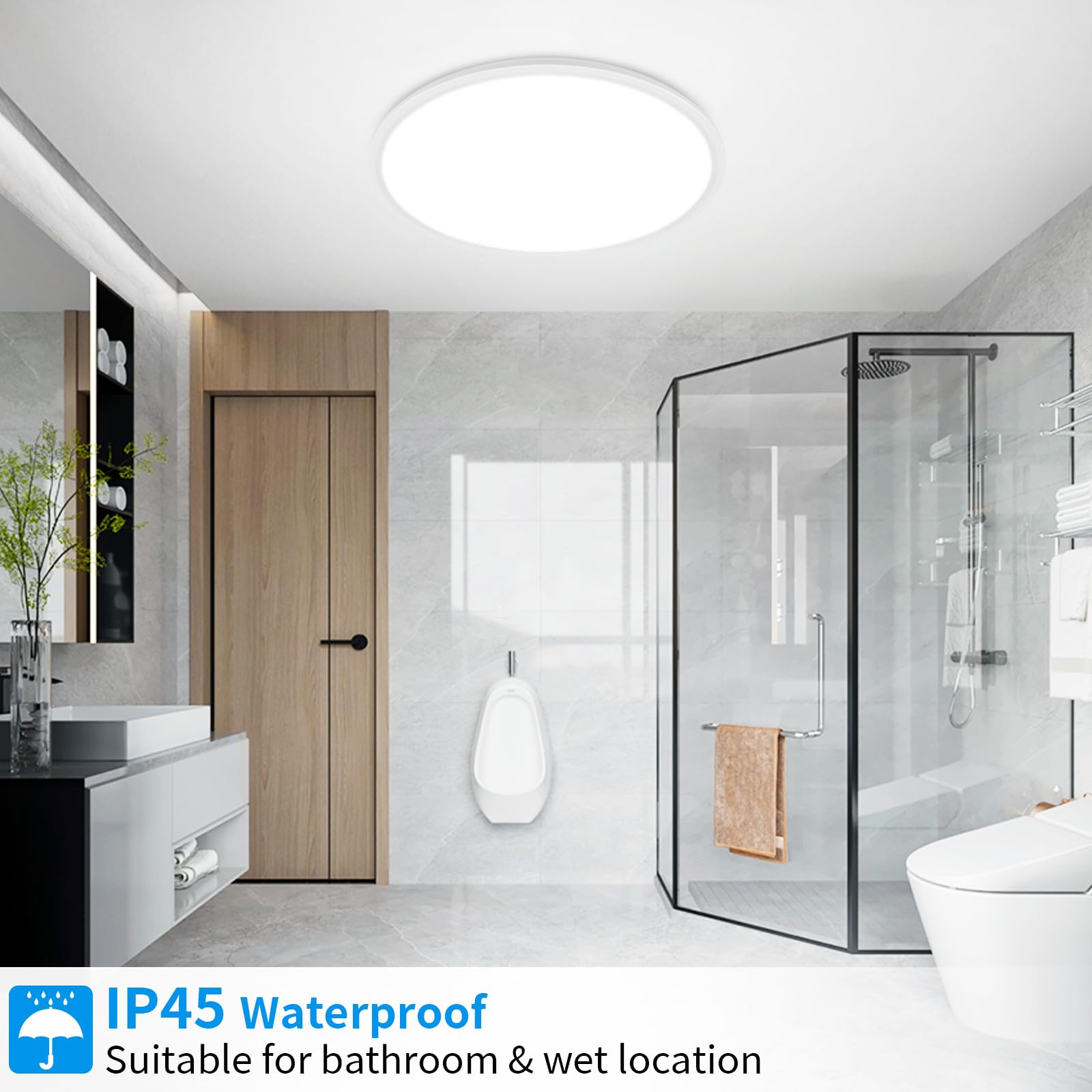 HOVENLA LED Flush Mount Ceiling Light 15 Inch, 36W Dimmable, Adjustable 3000K-6500K, White, Model LT1370-T01
