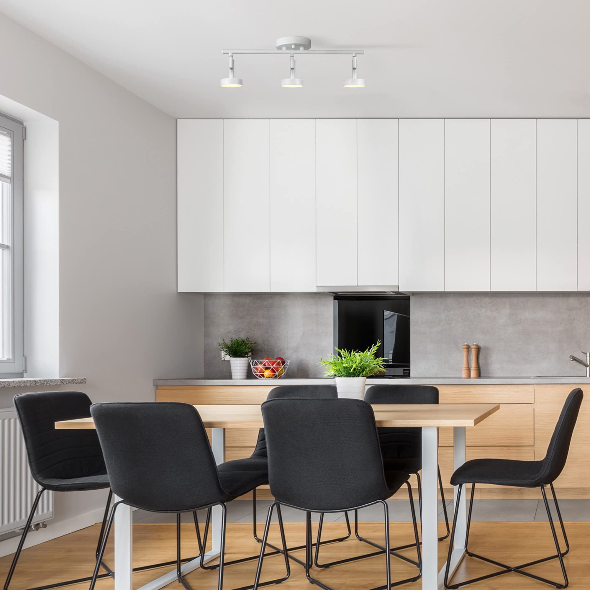 Globe Electric 64000008 19&quot; 3-Light 22.5W Led Integrated Track Lighting Kit, Matte White, Dimmable, Pivoting Track Heads, Frosted Diffuser, 1200 Lumens, 2700 Kelvin, 90 Cri, Home Improvement