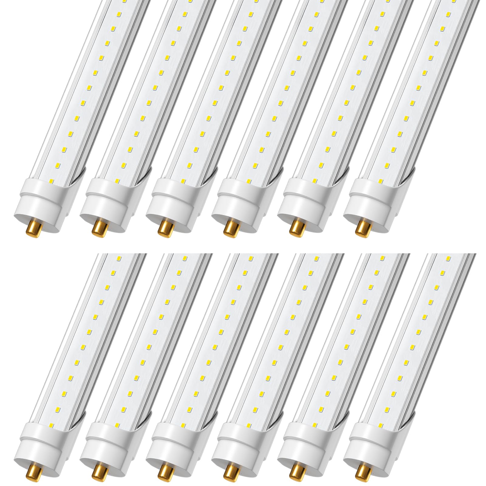 Onlylux 8 Foot Led Lights, T8 96'' 45Watt Fa8 Single Pin Led Shop Lights 5850Lm, Ballast Bypass, 6000K, F96 8Ft Led Bulbs Fluore