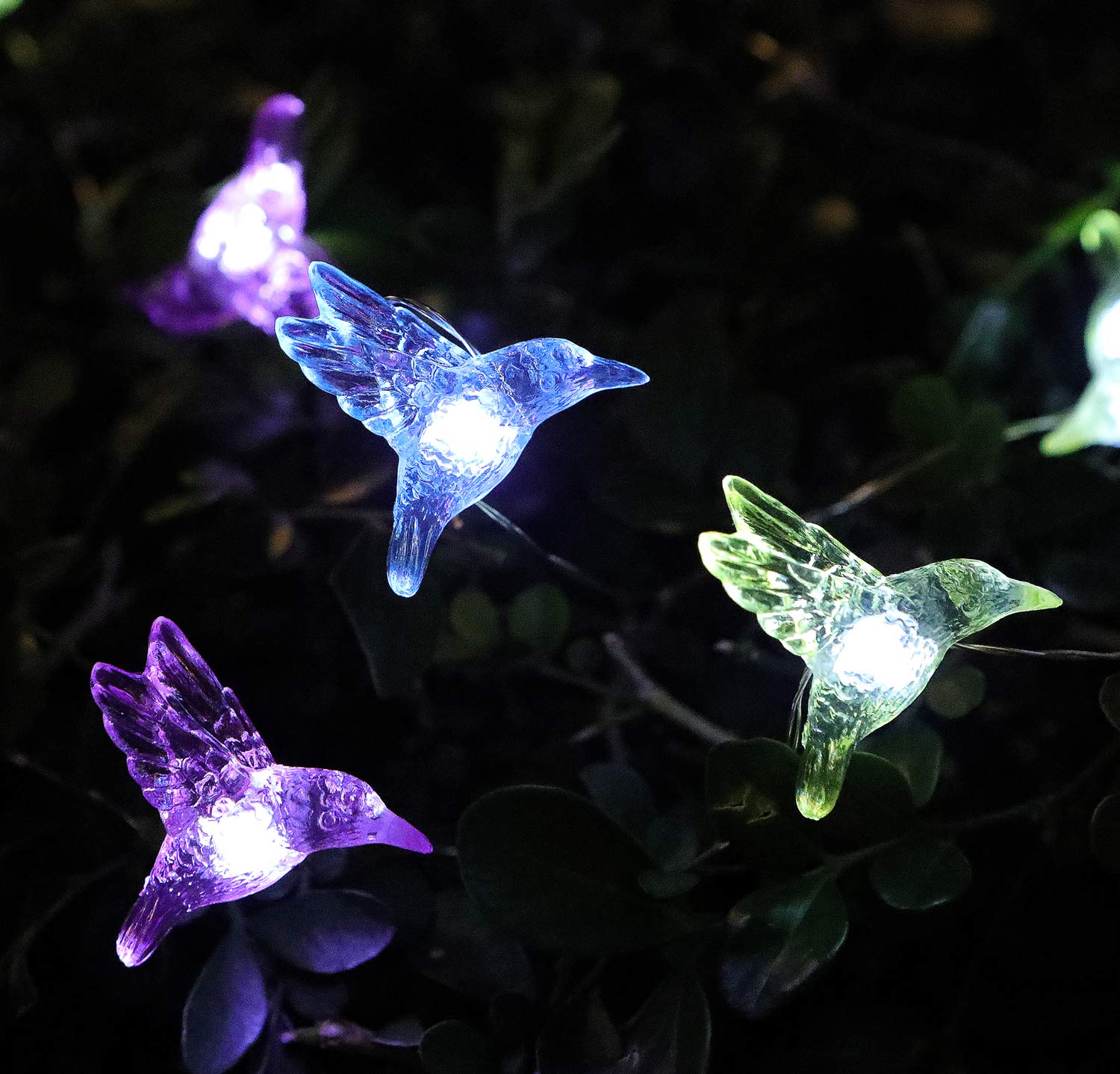 Wsgift Solar Hummingbird String Lights, 15.8 Ft, 30 Led Waterproof Fairy Lights For Garden
