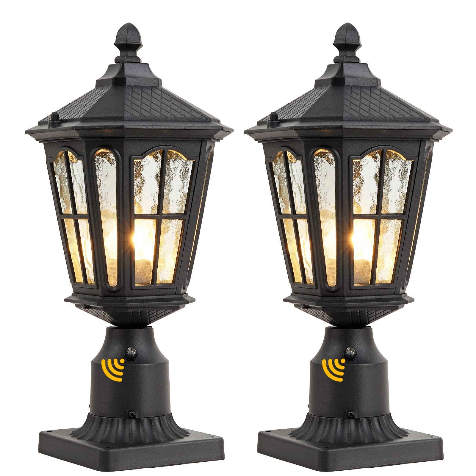 GYDZ Dusk to Dawn Post Light Outdoor 2 Pack, 17H Outdoor Lamp Post Light with Pier Mount Adapter,Waterproof IP65 Classic Die C