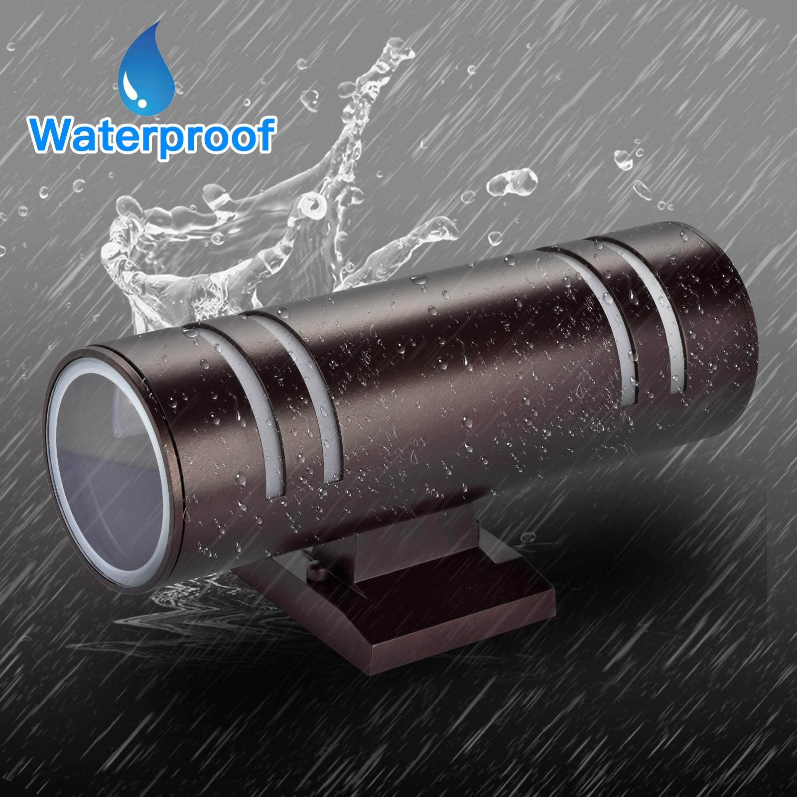 Rosykite Outdoor Wall Lights, Modern Exterior Sconce, Oil Bronze Cylinder, Up Down Lighting