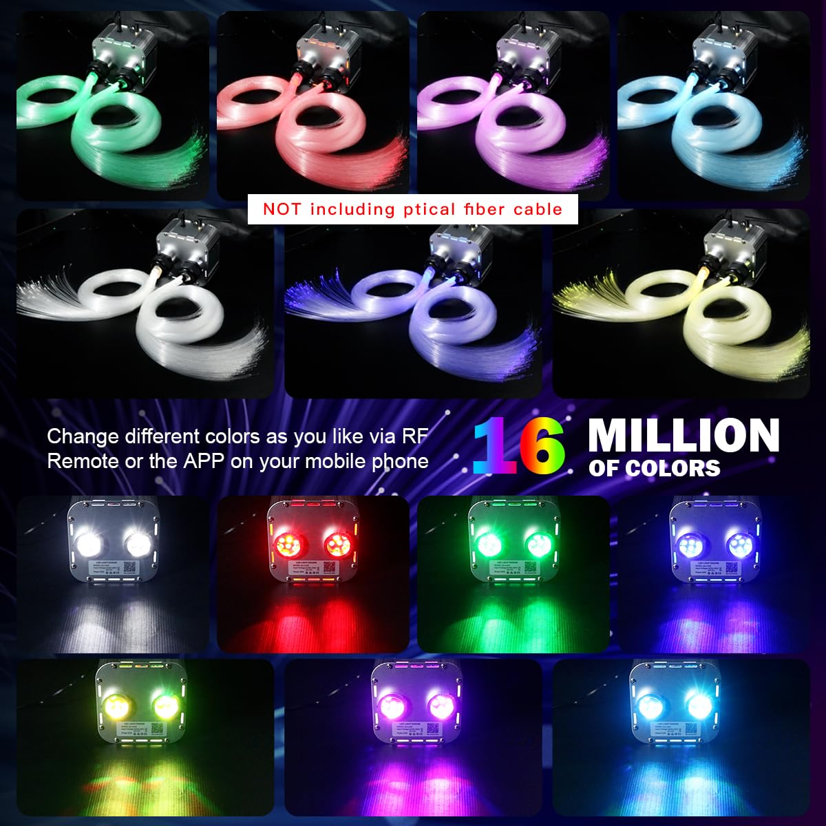 Amki High Brightness Dual Port 32W Twinkle Sound Mode Rgbw Light Source Engine Driver Remote/App Control Starlight Box Motor For