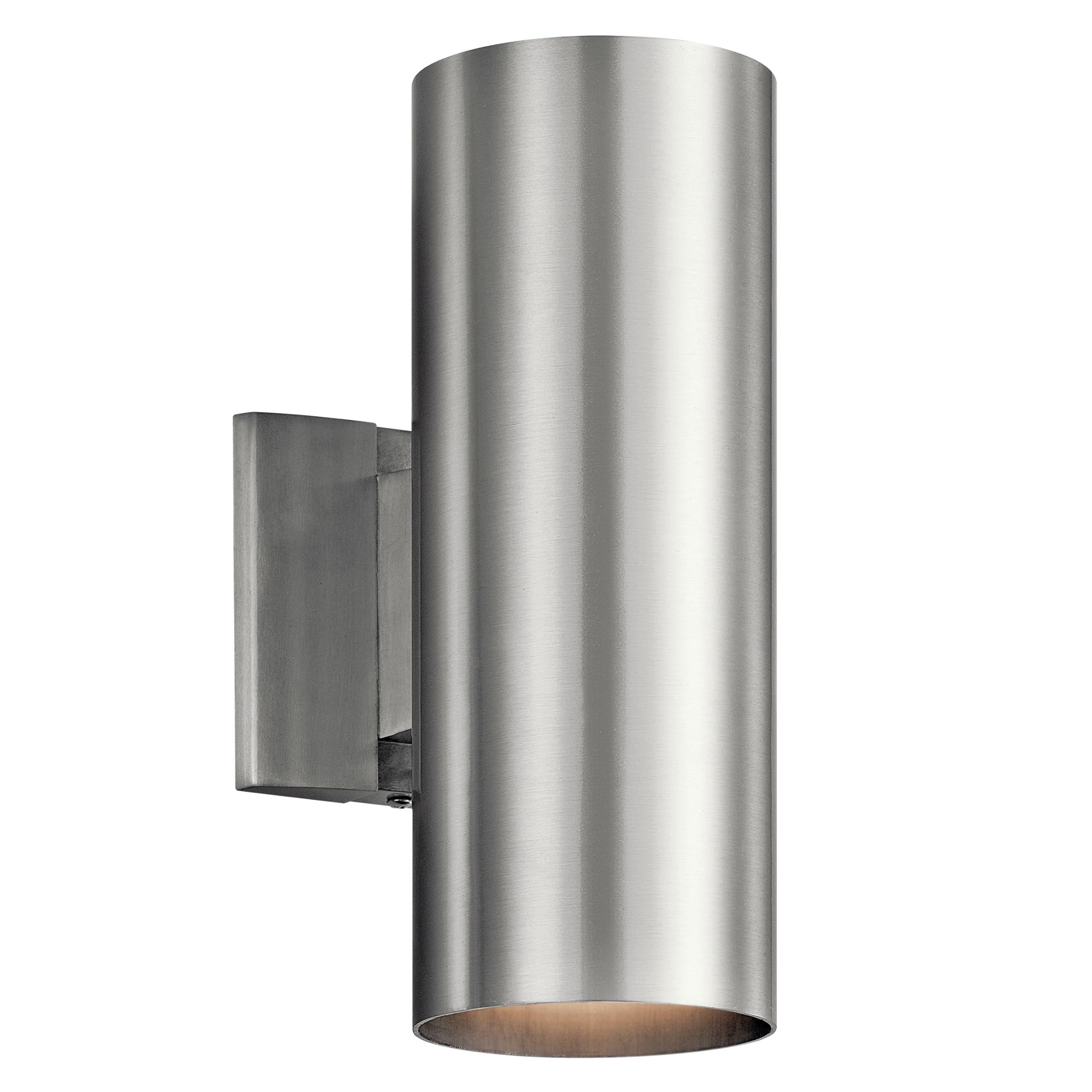 Kichler Cylinders 12 2-Light Cylinder Outdoor Wall Sconce in Brushed Aluminum, (12 H x 4.75 W), 9244BA