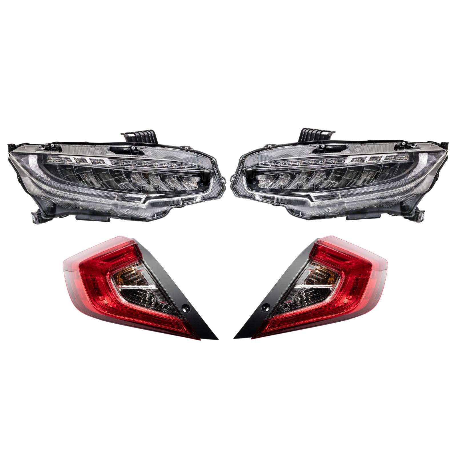 Trq Lighting Kit Ho2502176 Ho2503176 Ho2804110 Ho2805110 Compatible With 2016-2019 Honda Civic