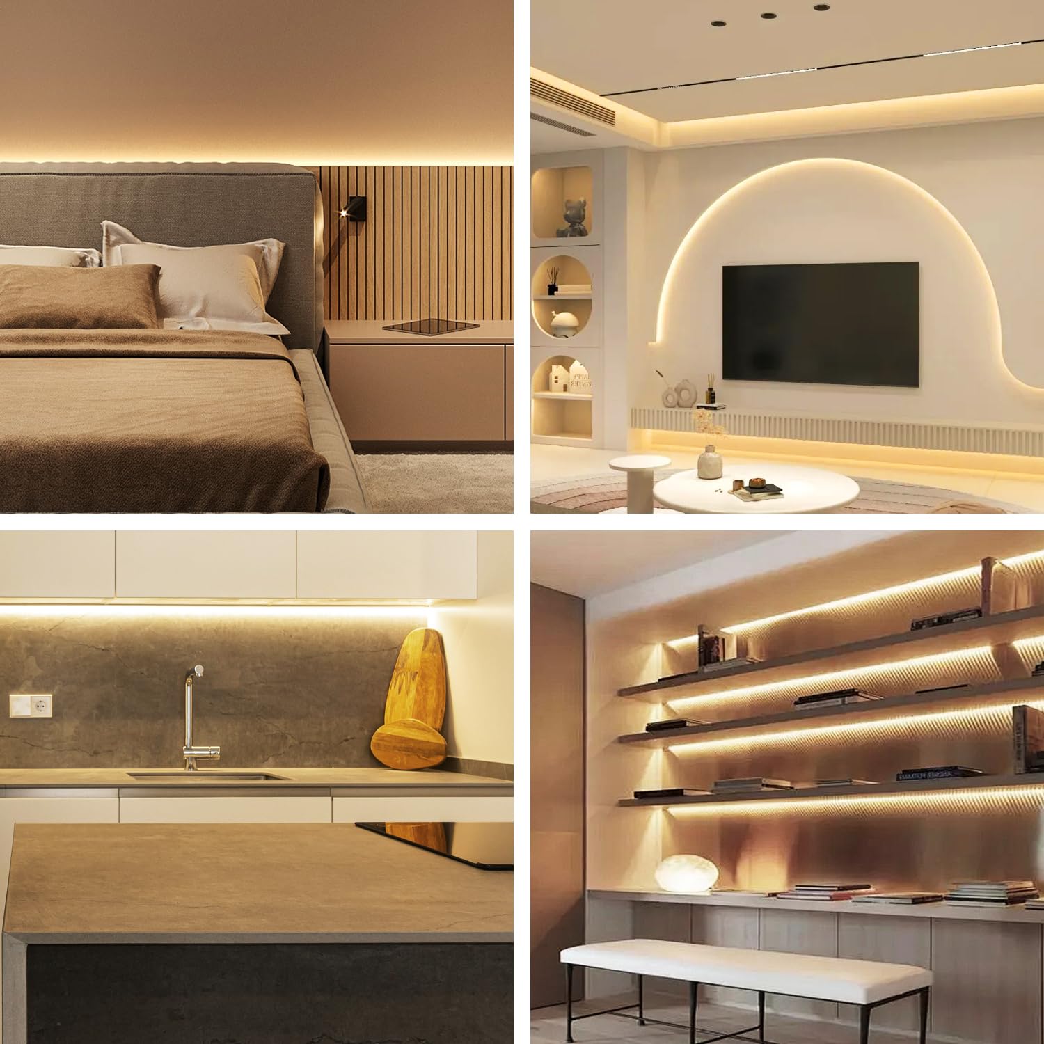 Yeewhale 50 Ft Cob Led Strip Lights 3000K Warm White Dimmable Dc 24V Flexible Led Tape Light For Bedroom, With Remote And App Control Led Light Strip,For Diy Home Decoration