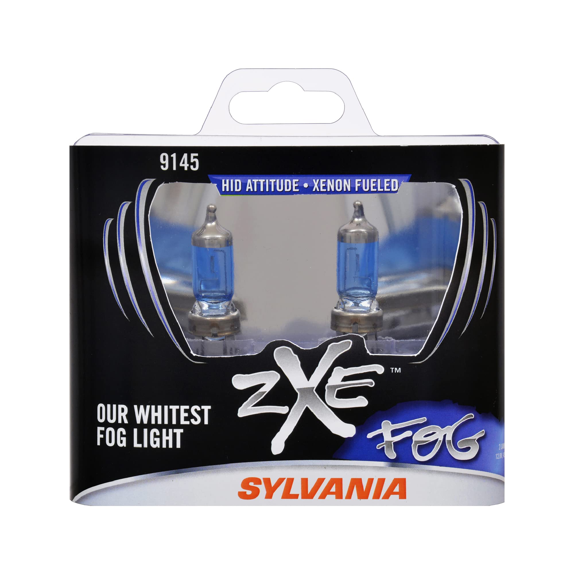 SYLVANIA 9145 SilverStar zXe Halogen Fog Light Bulbs - Bright White, Xenon Fueled Technology, 2 Bulbs