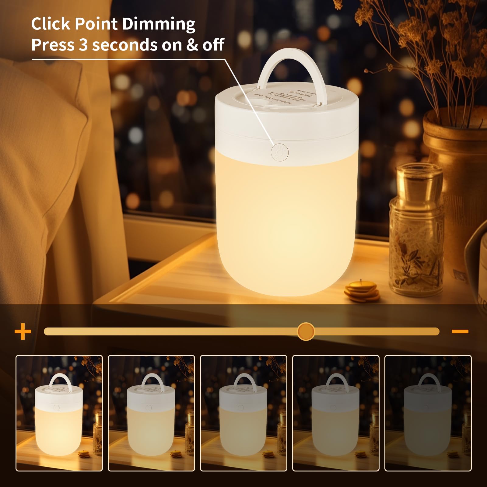 Deogos Small Nursery Night Light, 13 Colors, Dimmable, Portable, Rechargeable, White-2 Pack, Model 02-11, ABS Material