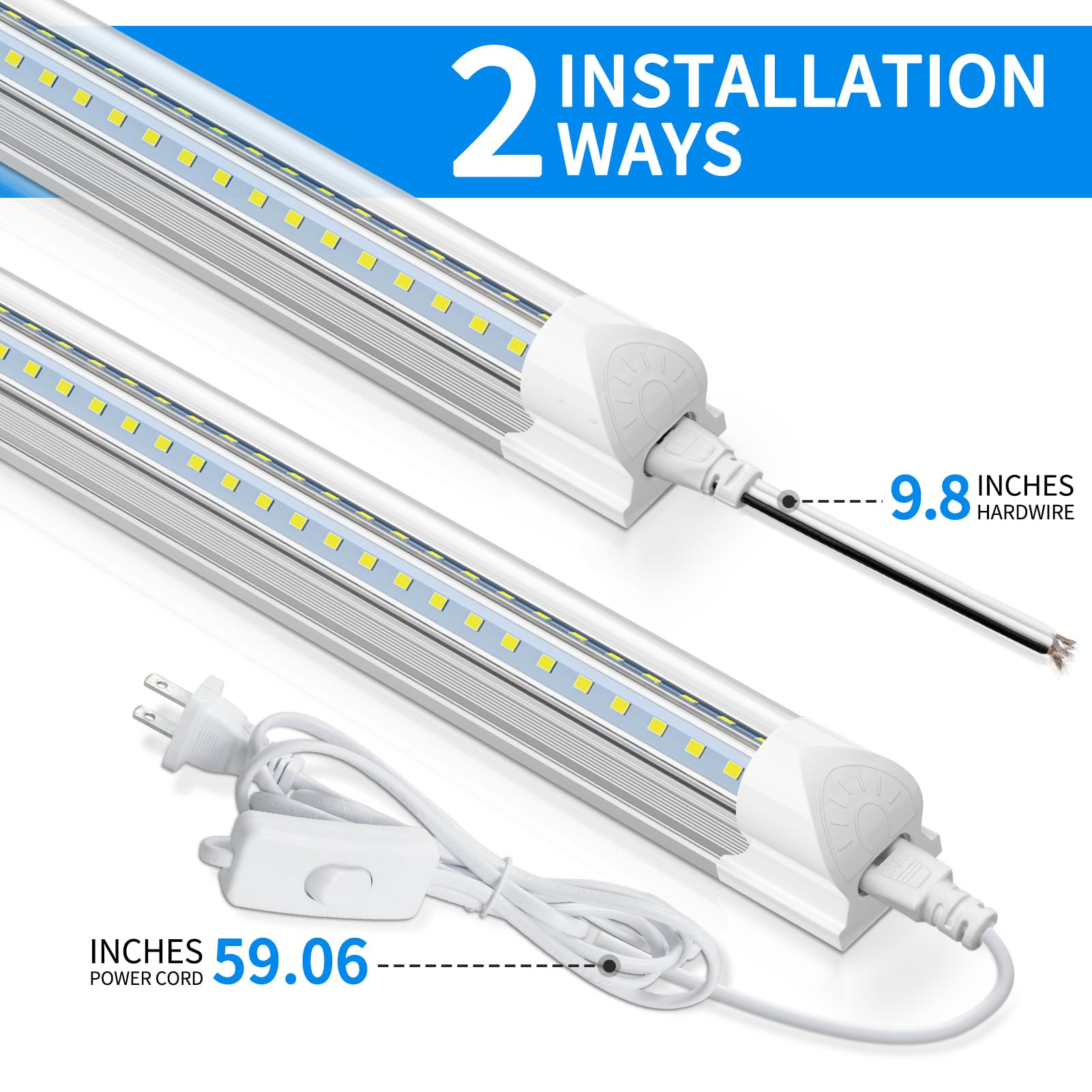 Cnsunway Led Shop Lights 2Ft  (6 Pack) 20W High-Efficiency Under Cabinet Lighting (6500K Cool White)  V-Shaped Linkable T8 Tube Light Fixtures - Shop Light For Workbench  Kitchen  Workshop  Etl Listed