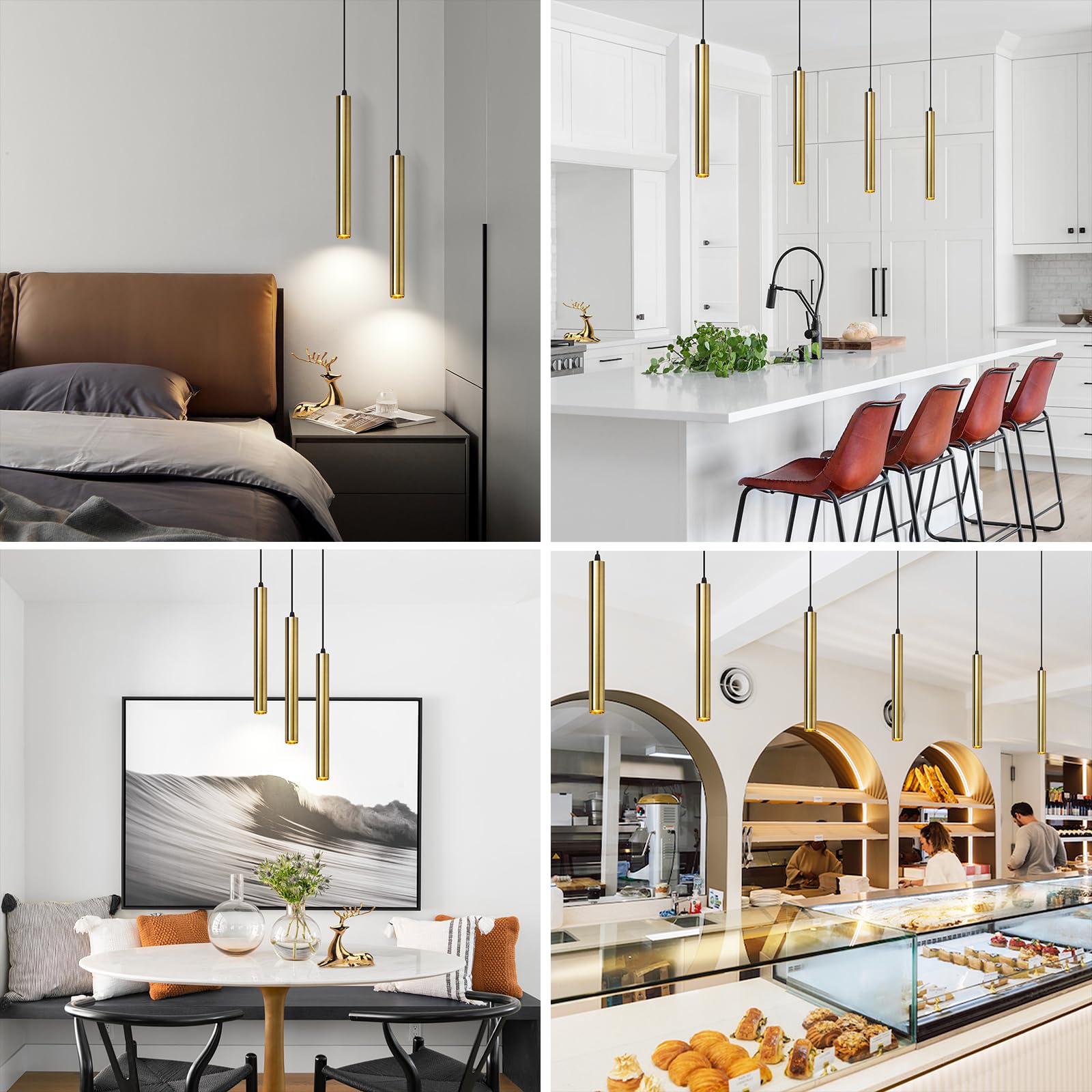 Okeli Modern Bronze Pendant Lights, Led Minimalist Pendant Lighting Fixture, Strip Pendant Lighting For Kitchen Island, Bar,4000