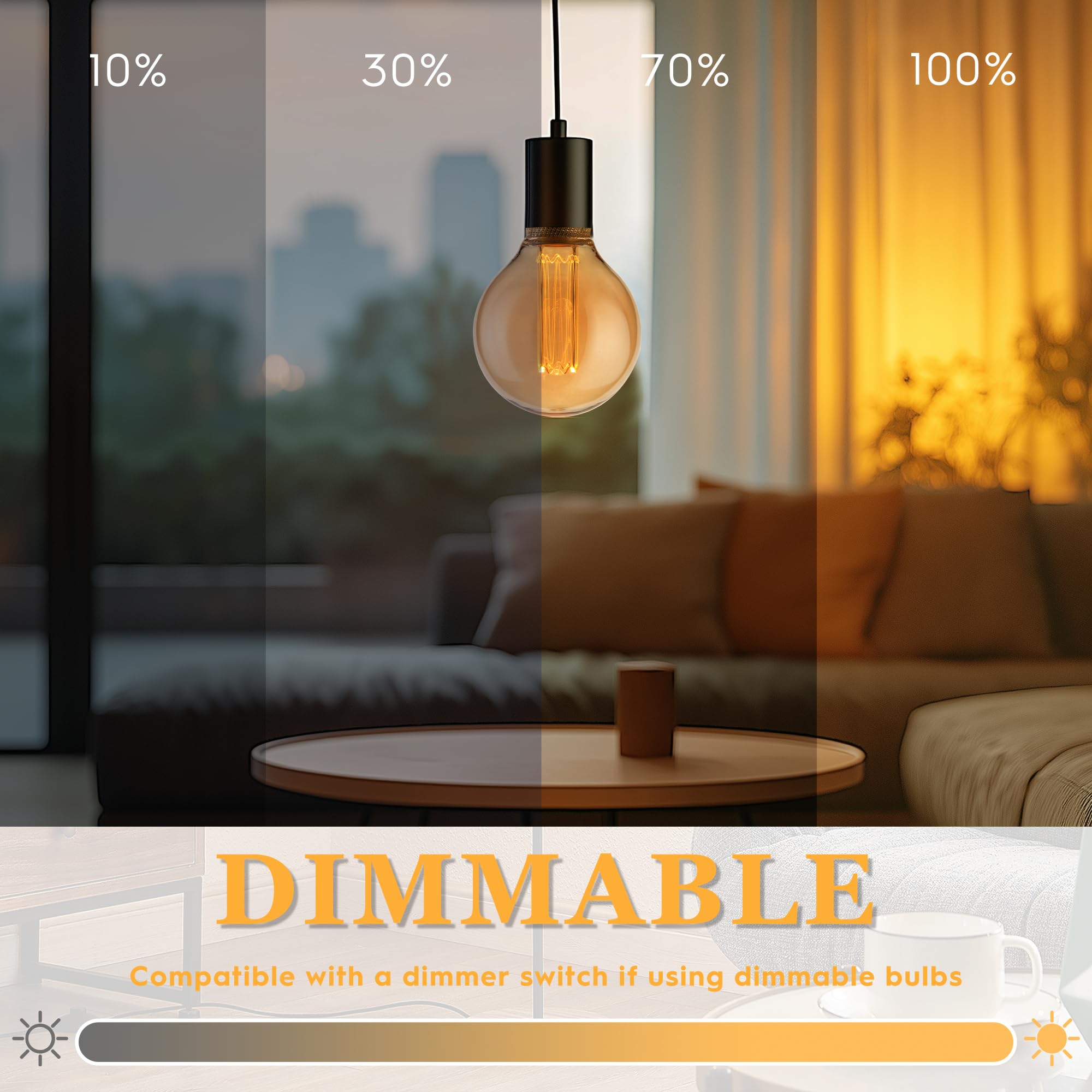 Harwez Globe Edison Led Light Bulb, Vintage Decorative Dimmable Bulb Round Glass Cover, 3.5W Low Lumen Eye-Caring Soft Dim Light