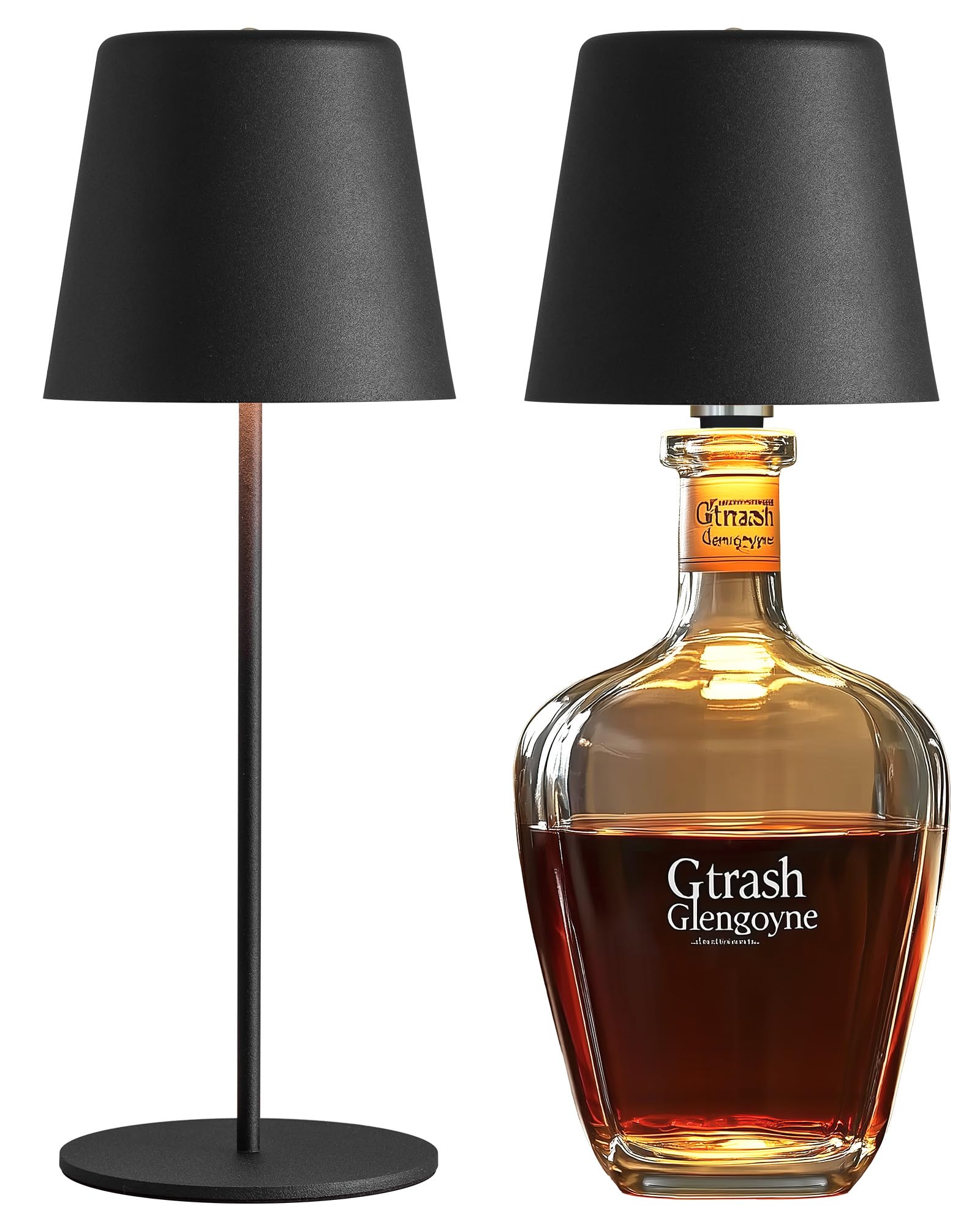 Newsee 2 Pack Bottle Lamp For Rechargeable Cordless Table Lamps, Led 3 Color Dimmable Battery Powered Wine Bottle Lighting, Port