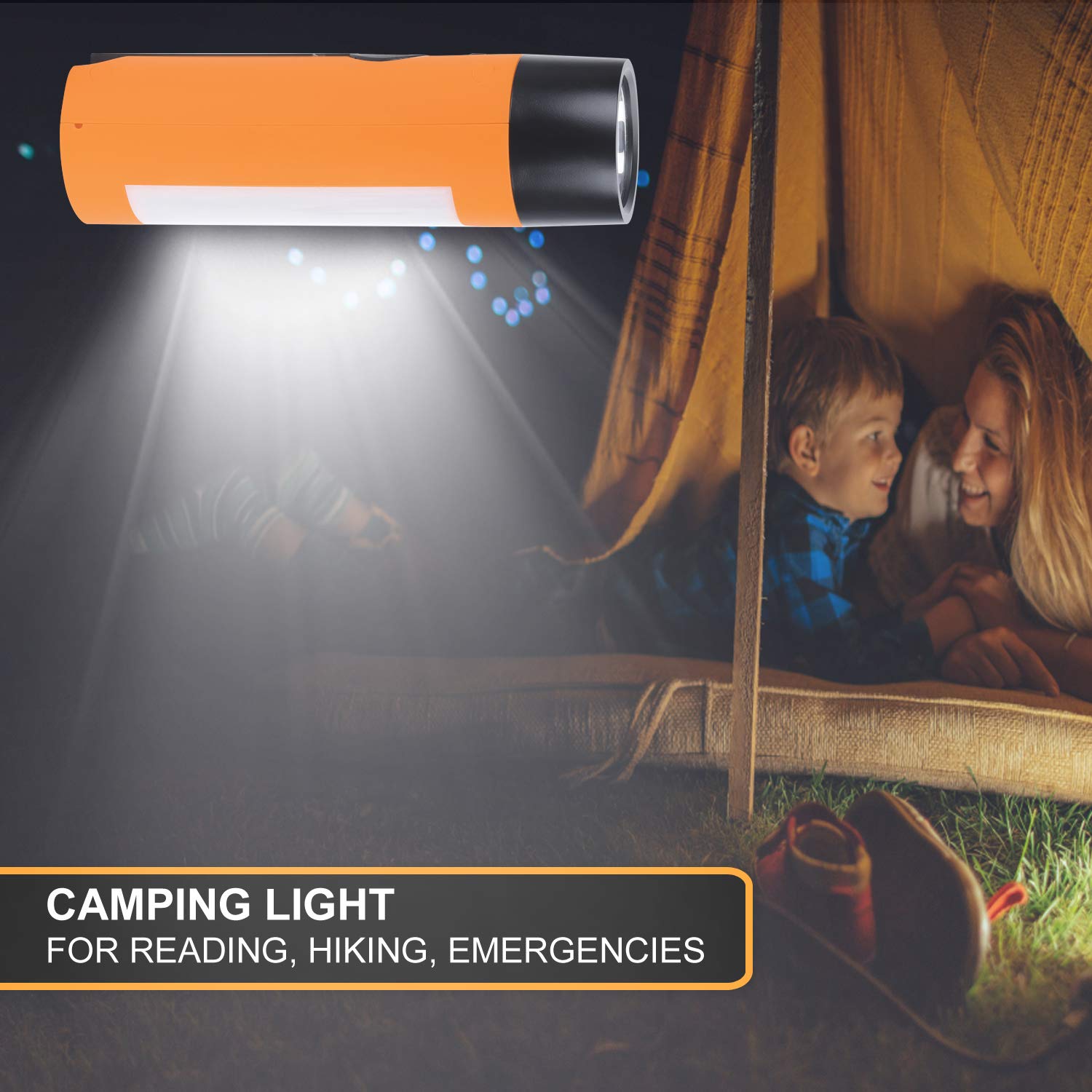 Vfan Rechargeable Hand Crank Flashlight/Generator/Usb Charger For Phone And Emergency Survival Situations (Orange)