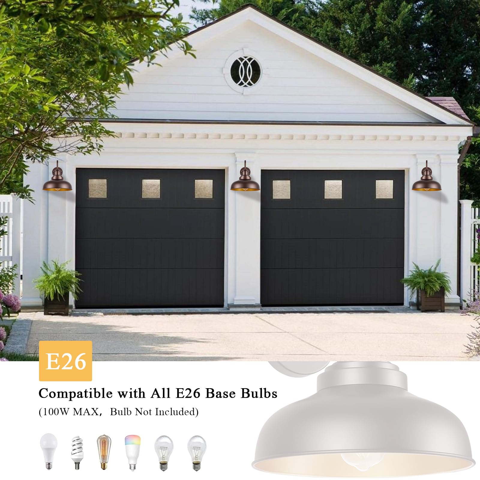 Diyel Outdoor Gooseneck Barn Light - Vintage Iron Wall Sconce, Orb Copper, 1 Pack, Ideal for Porch, Entryway, Garage