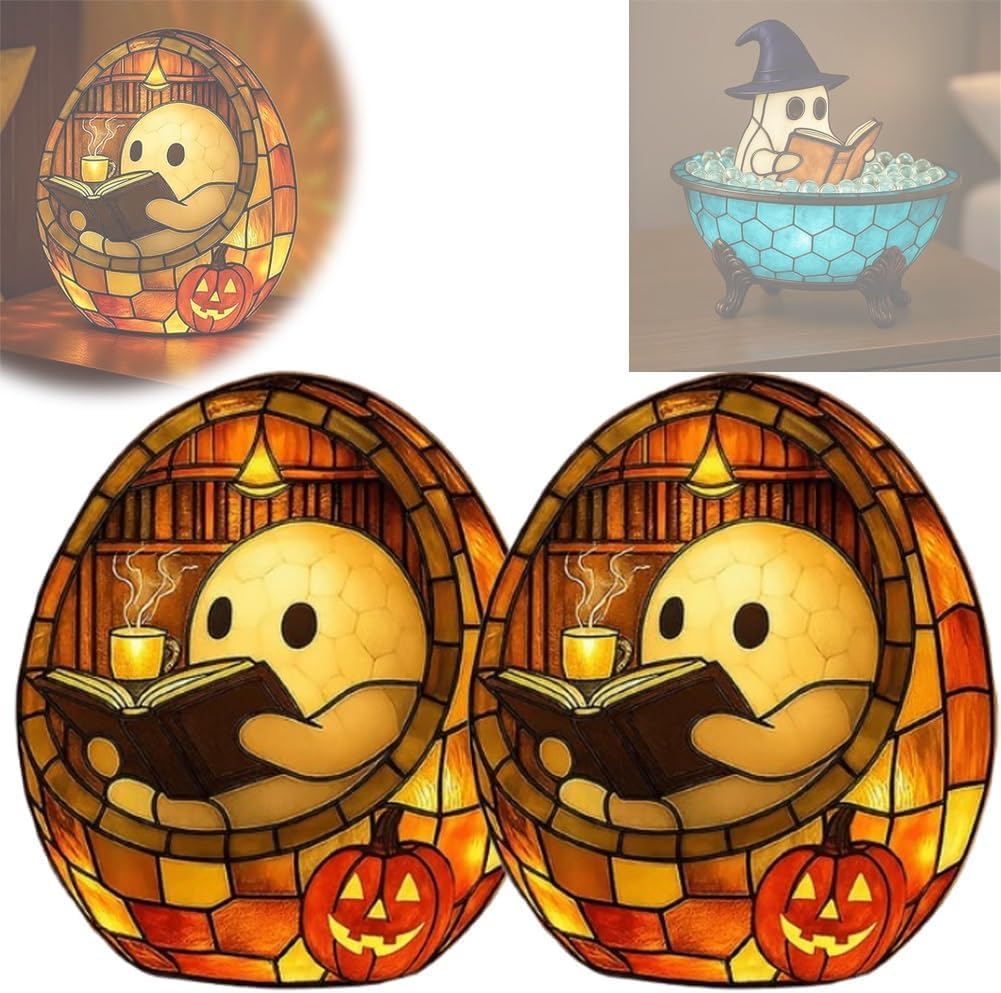 Ghost Bubble Bath Lamp, Ghost Reading Book Led Night Light, Halloween Party Decorations Indoor, Halloween Centerpieces Decoratio