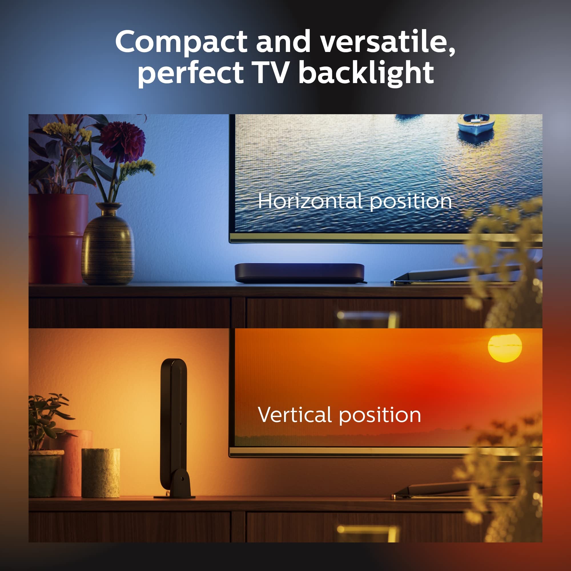 Philips Hue Smart Play Light Bar - White & Color Ambiance LED, 1 Count, Black, Model 7820130U7, Requires Bridge, App Control, Works with Alexa/Google