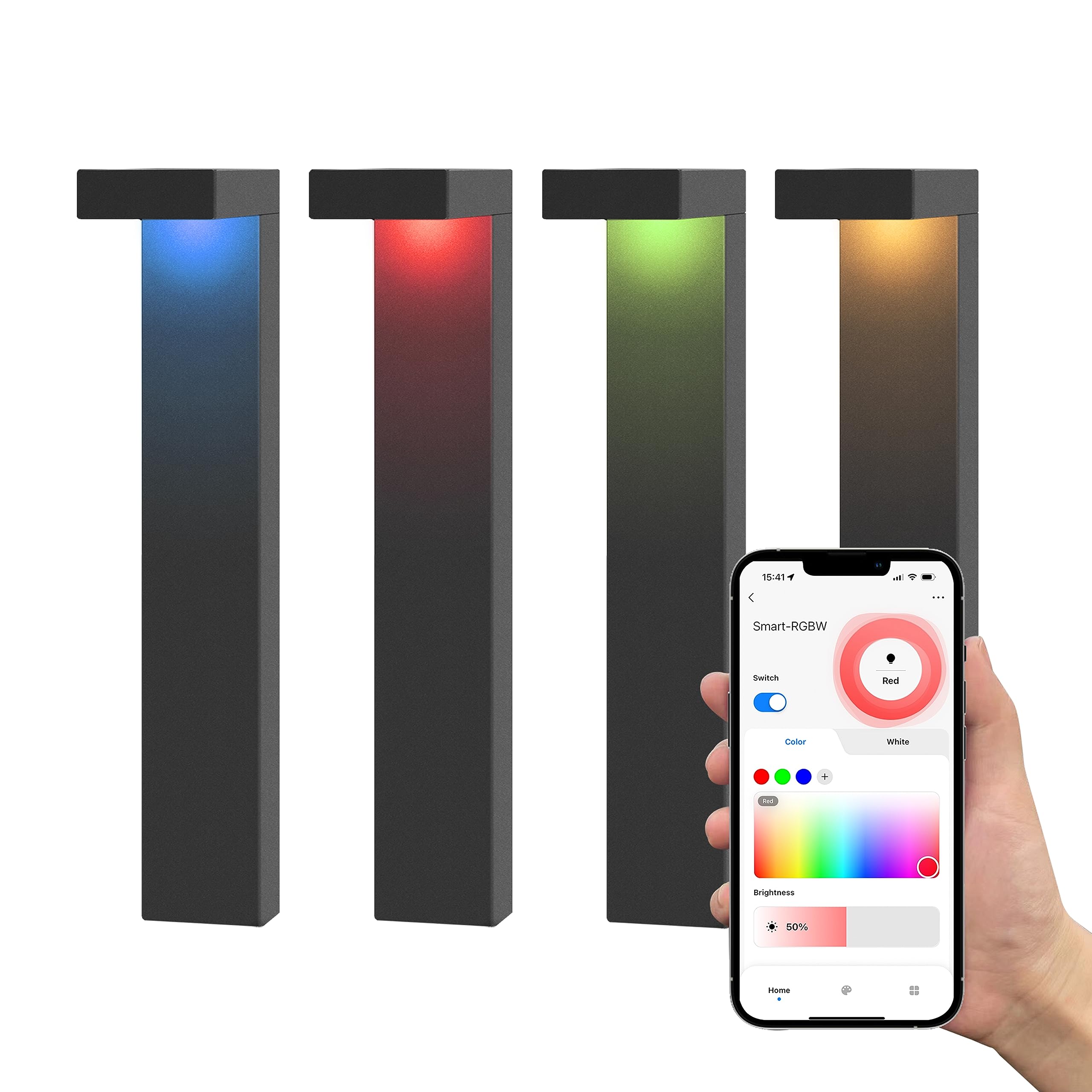 GKOLED 4 Pack Low Voltage Landscape Pathway Light Fixture, 9-15V AC DC Outdoor Walkway Lighting with APP Control, Color Changing