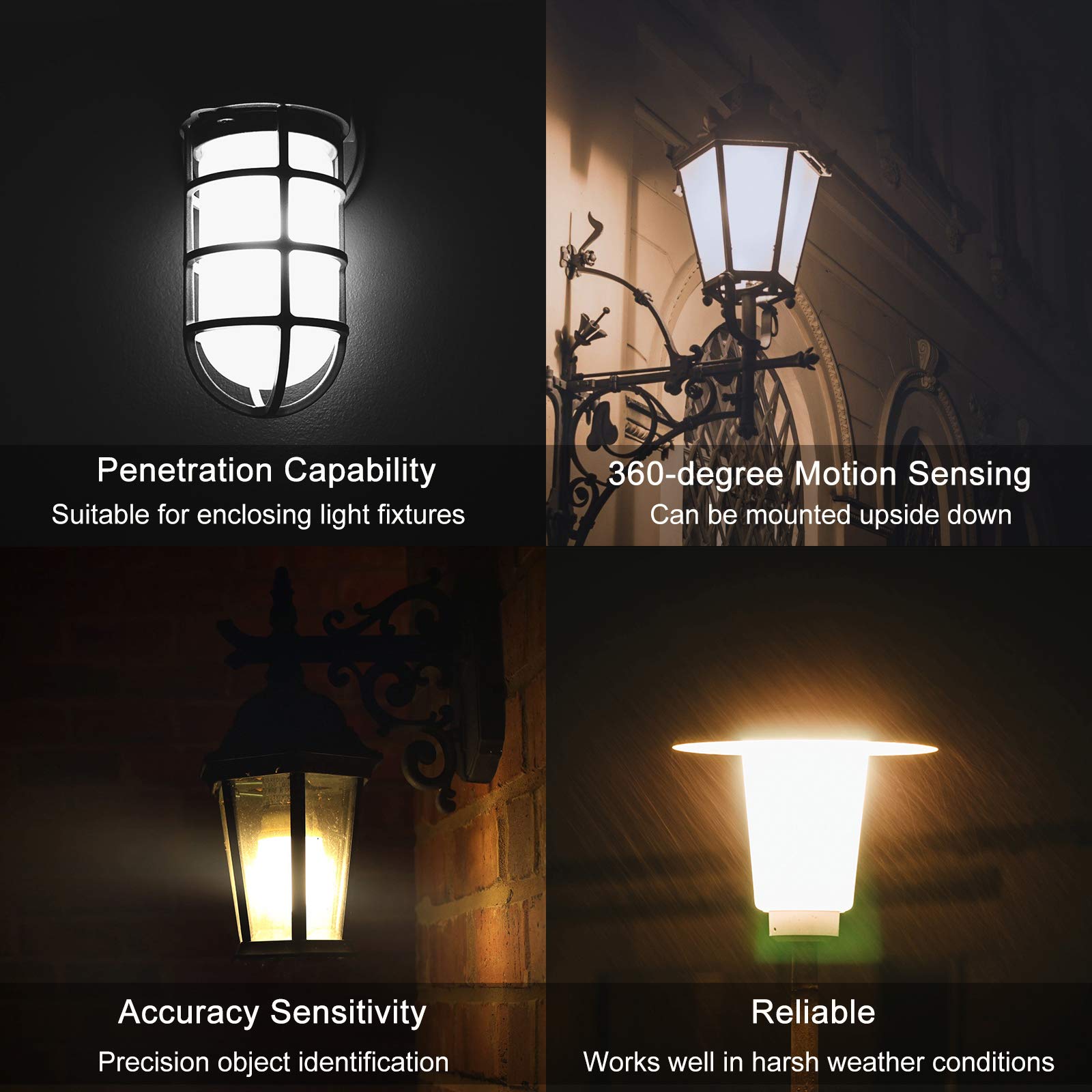 Radar Motion Sensor Light Bulb, 2 Pack A21 15W (100W Equivalent) 1500Lm E26 Dusk To Dawn Led Bulbs Outdoor Lighting, Auto Motion