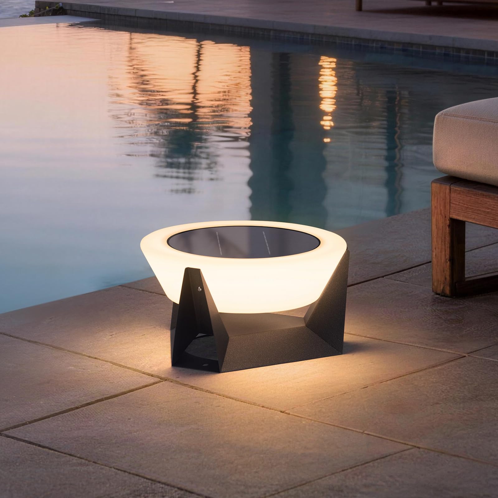 MVBT Solar Floor Lamp, Medium Solar Lantern, 3000K LED Outdoor Lanterns for Porch, Dusk to Dawn Outdoor Lights for Patio, Waterp