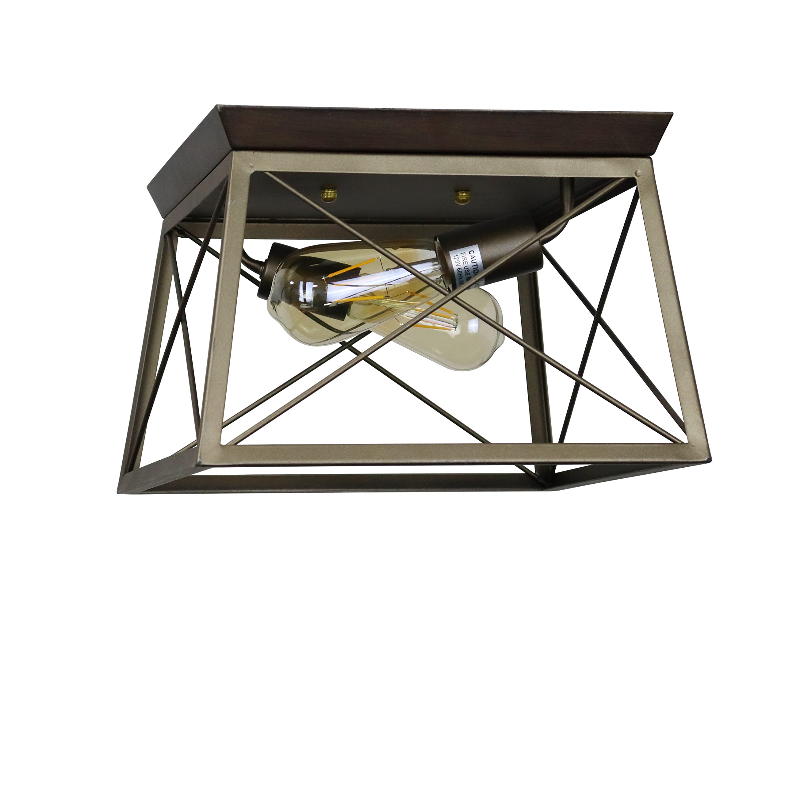 Chloe Lighting Two-Toned Metal Ceiling Flush Fixture 12in Wide, Model CH6H301TT12-CF2, Farmhouse-Style, 2 Light
