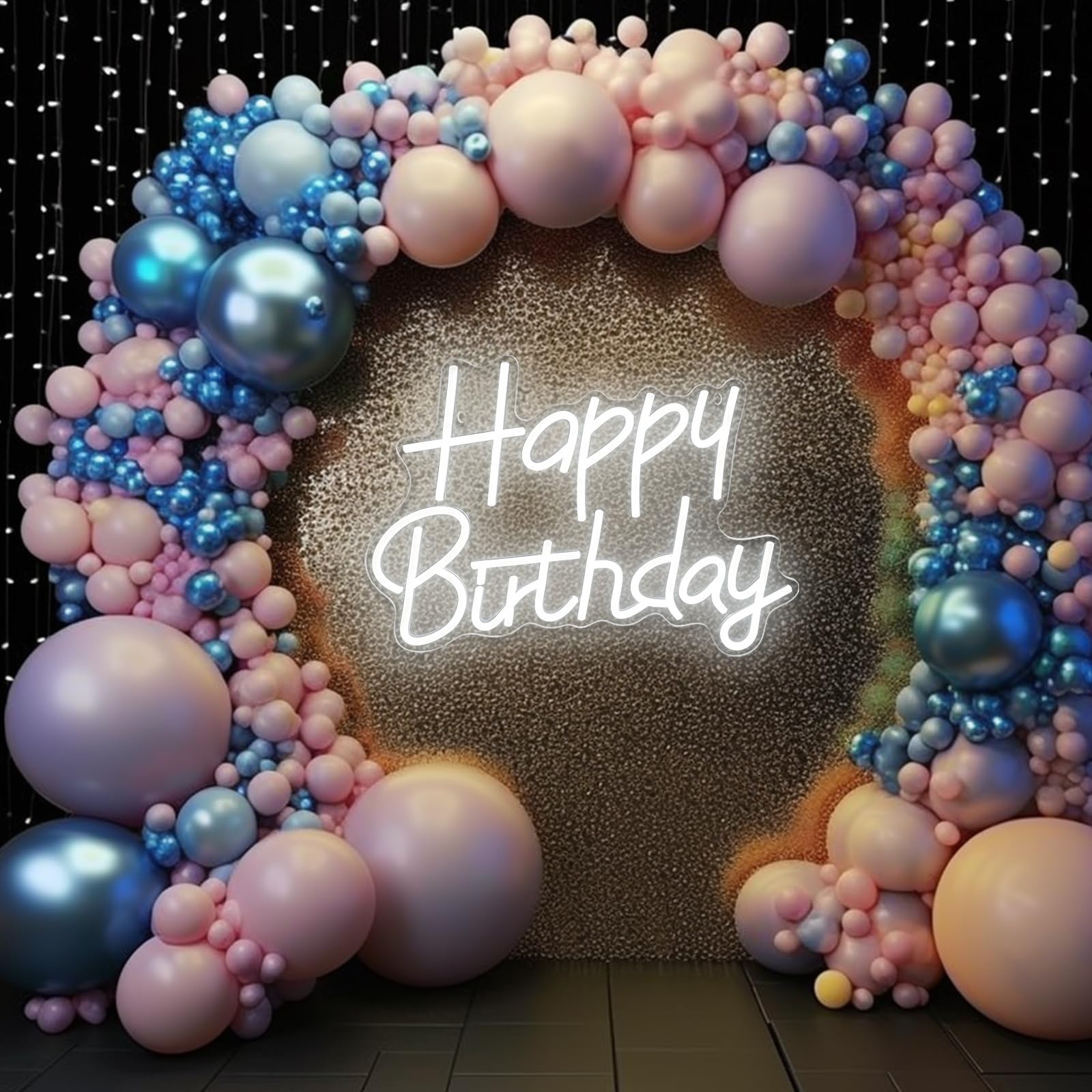AYwYyjCh LED Birthday Neon Sign, Dimmable Wall Decor, Medium Size, White, Model YFNHD00404