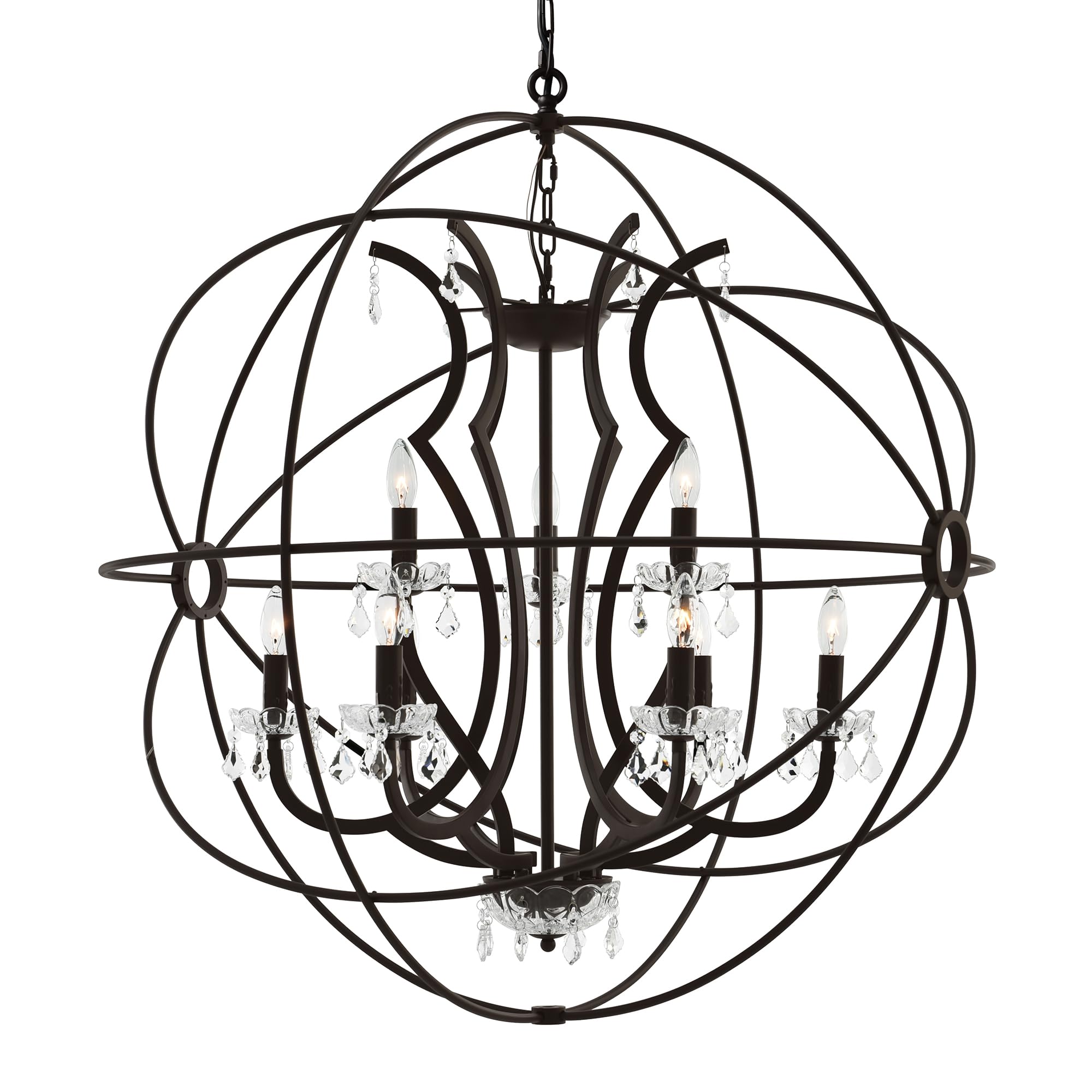 Cwi Lighting Campechia 9-Light Brown Metal Chandelier - Elegant Ceiling Fixture