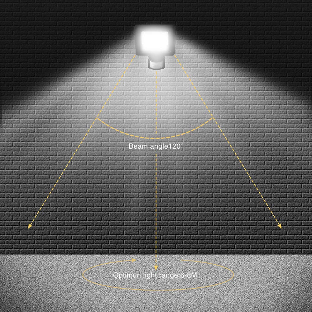 LEACOCO Motion Sensor Flood Light 10W, IP66 Waterproof, 1000LM, Daylight White for Garage, Yard, Patio, Porch