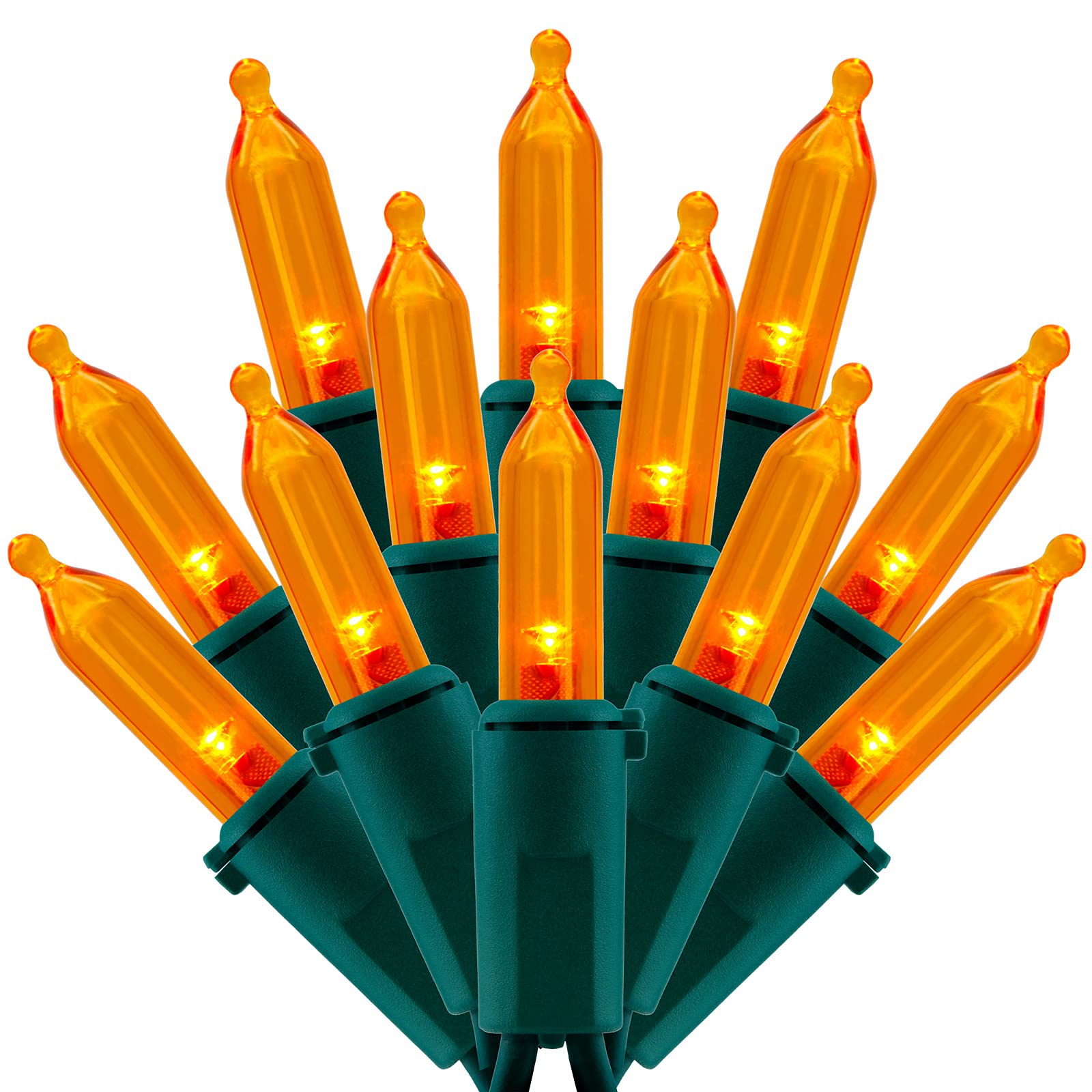 Sweet Shine 200 Count Orange Led Christmas Lights, 66 Ft Green Wire, Ul Certified