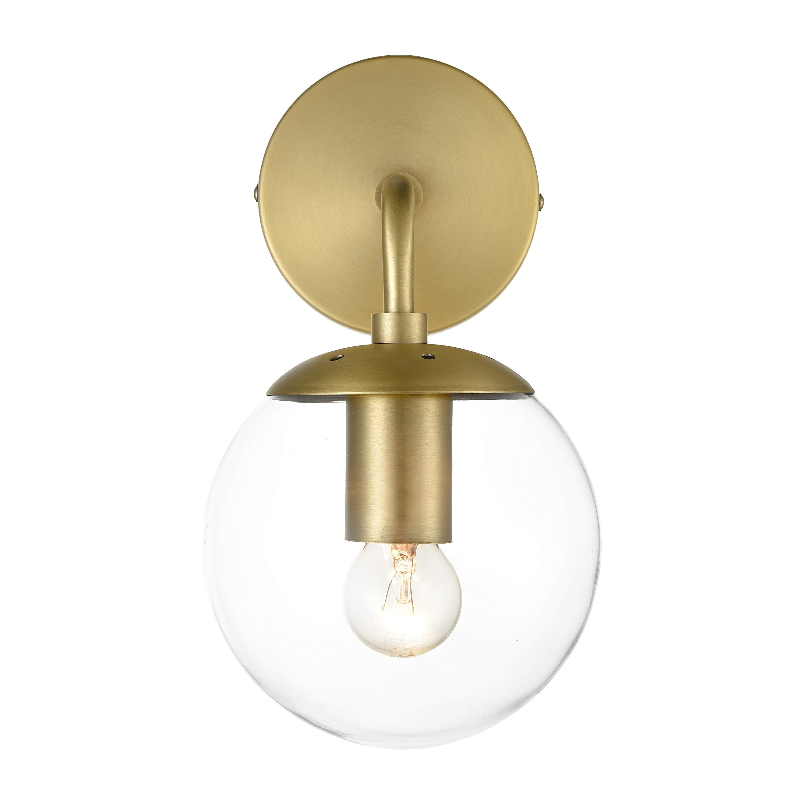 Light Society Zeno Wall Sconce, Brushed Brass/Clear Glass, Model LS-W264-BB-CL, Mid Century Modern Style