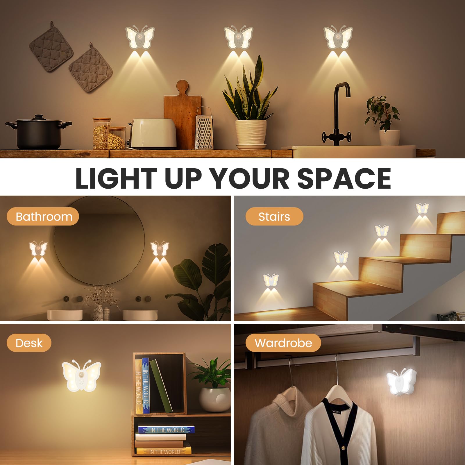 Loftek Motion Sensor Night Light  Rechargeable Stair Lights Indoor  Motion Sensor Light Indoor  Battery Operated Night Light For Hallway  Stairway  Bathroom  Bedroom  Kitchen  Gift  Warm White