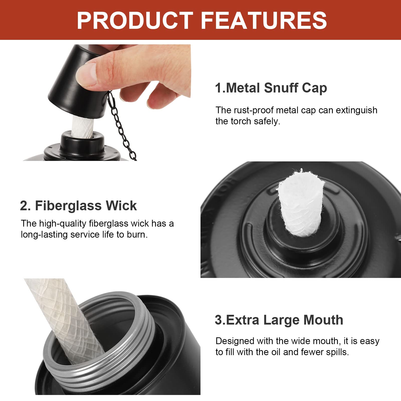 Nonley 8 Pack Torch Canisters 12 Oz - Metal Replacement Canister With Wicks For Outdoor Decor